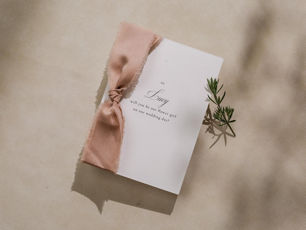 Will You Be My? Proposal Cards w/ Ribbon (D8) - Bridesmaid, Maid of Honor, Groomsman, Flower Girl, Officiant, Wedding Party