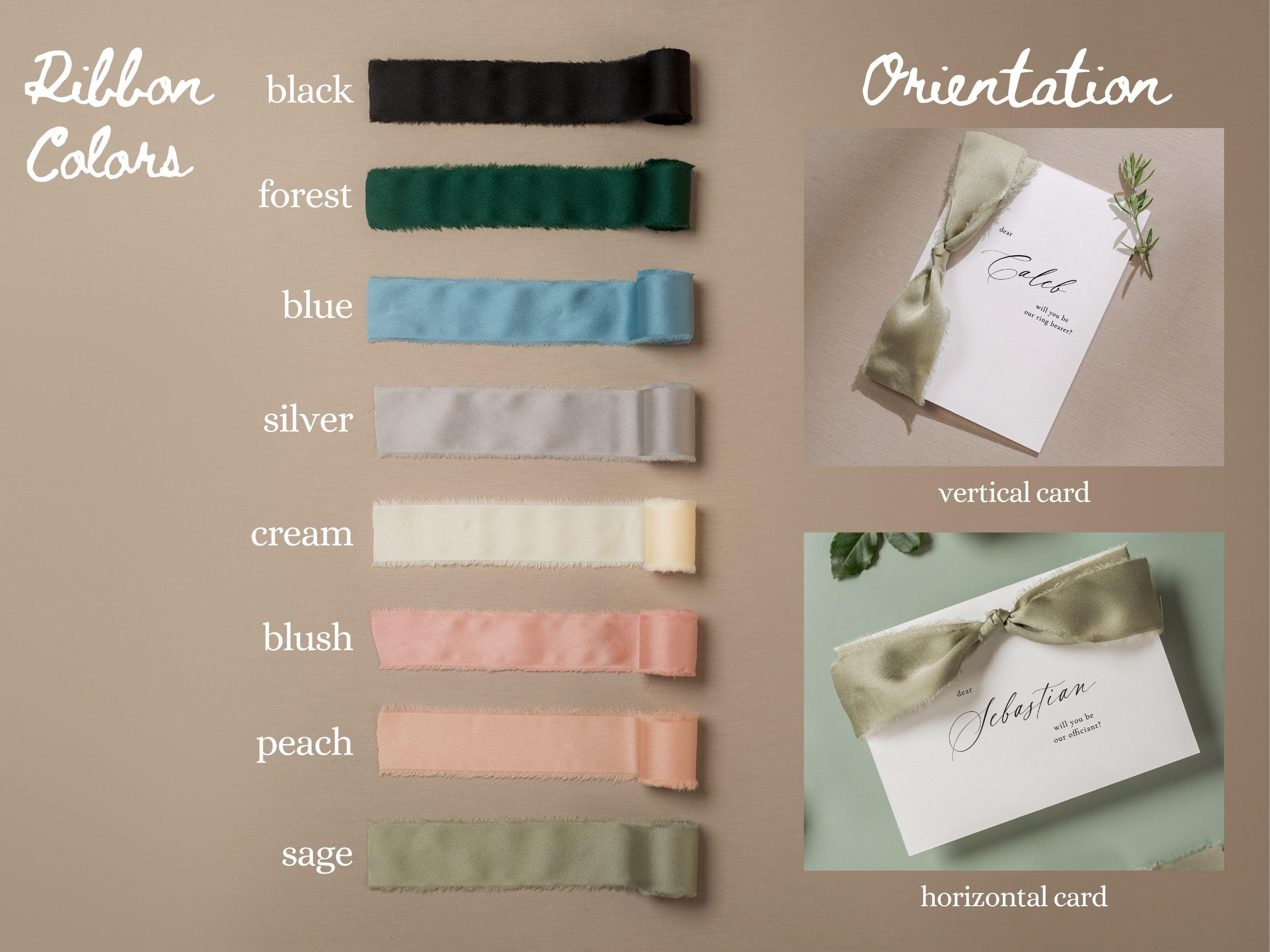 Will You Be My? Proposal Cards w/ Ribbon (D9) - Ring Bearer, Bridesmaid, Maid of Honor, Groomsmen, Officiant, Wedding Party