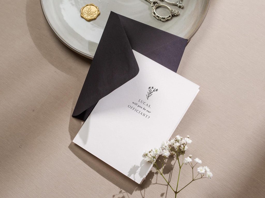 Will You Be My Bridesmaid Proposal Card w/ Envelope (D6) - Matron Maid of Honor, Flower Girl, Officiant, Wedding Party