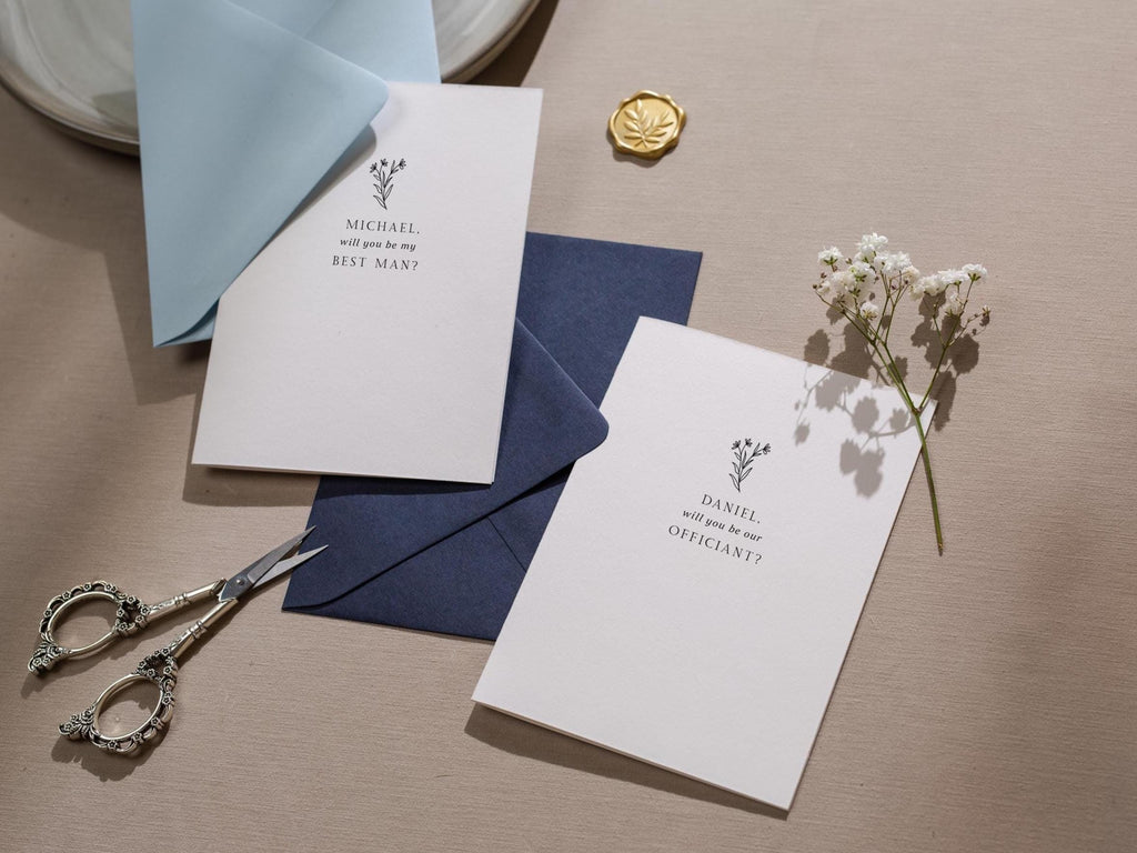 Will You Be My Bridesmaid Proposal Card w/ Envelope (D6) - Matron Maid of Honor, Flower Girl, Officiant, Wedding Party