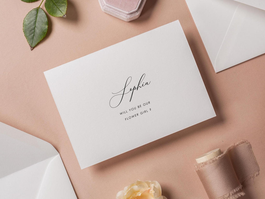 Will You Be My? Proposal Cards w/ Envelope (D7) - Flower Girl, Bridesmaid, Maid of Honor, Groomsmen, Matron of Honor