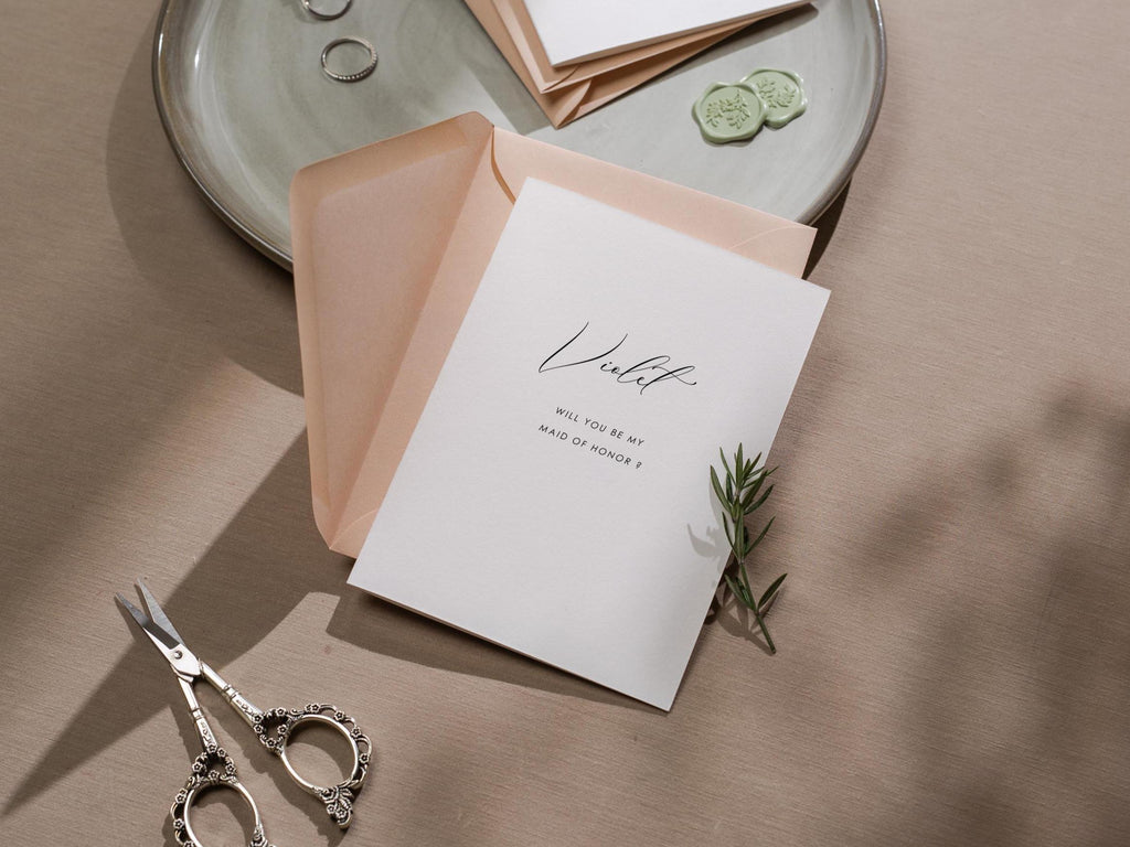 Will You Be My? Proposal Cards w/ Envelope (D7) - Flower Girl, Bridesmaid, Maid of Honor, Groomsmen, Matron of Honor