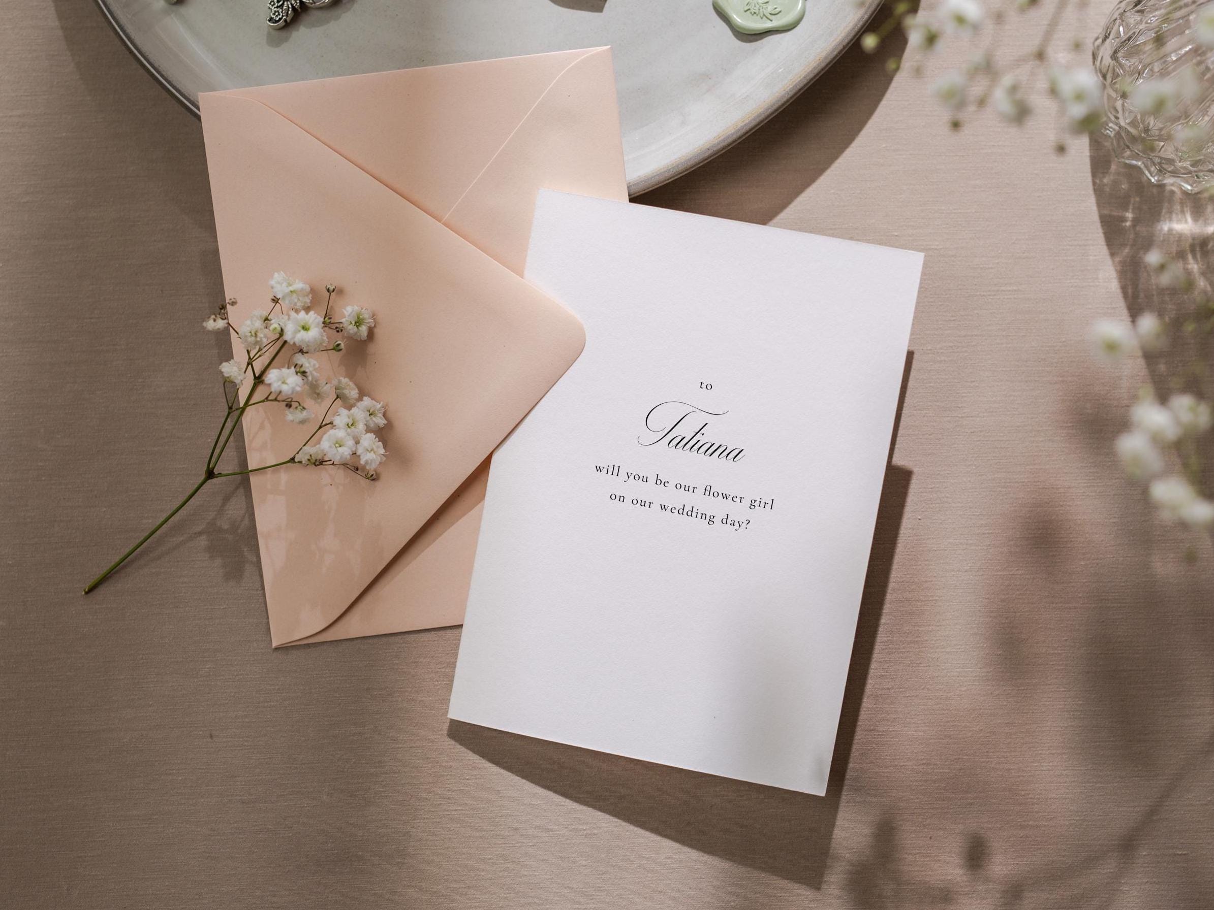 Will You Be My? Proposal Cards w/ Envelope (D8) - Bridesmaid, Maid of Honor, Groomsman, Flower Girl, Officiant, Wedding Party