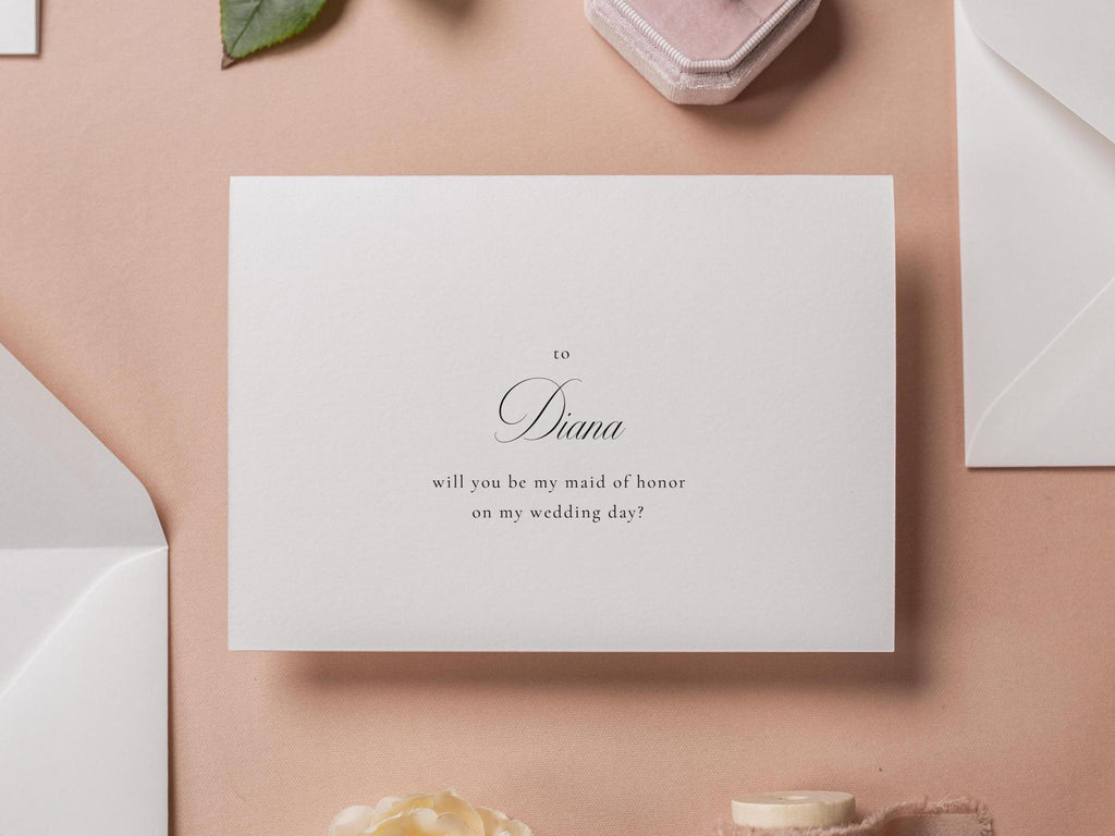 Will You Be My? Proposal Cards w/ Envelope (D8) - Bridesmaid, Maid of Honor, Groomsman, Flower Girl, Officiant, Wedding Party