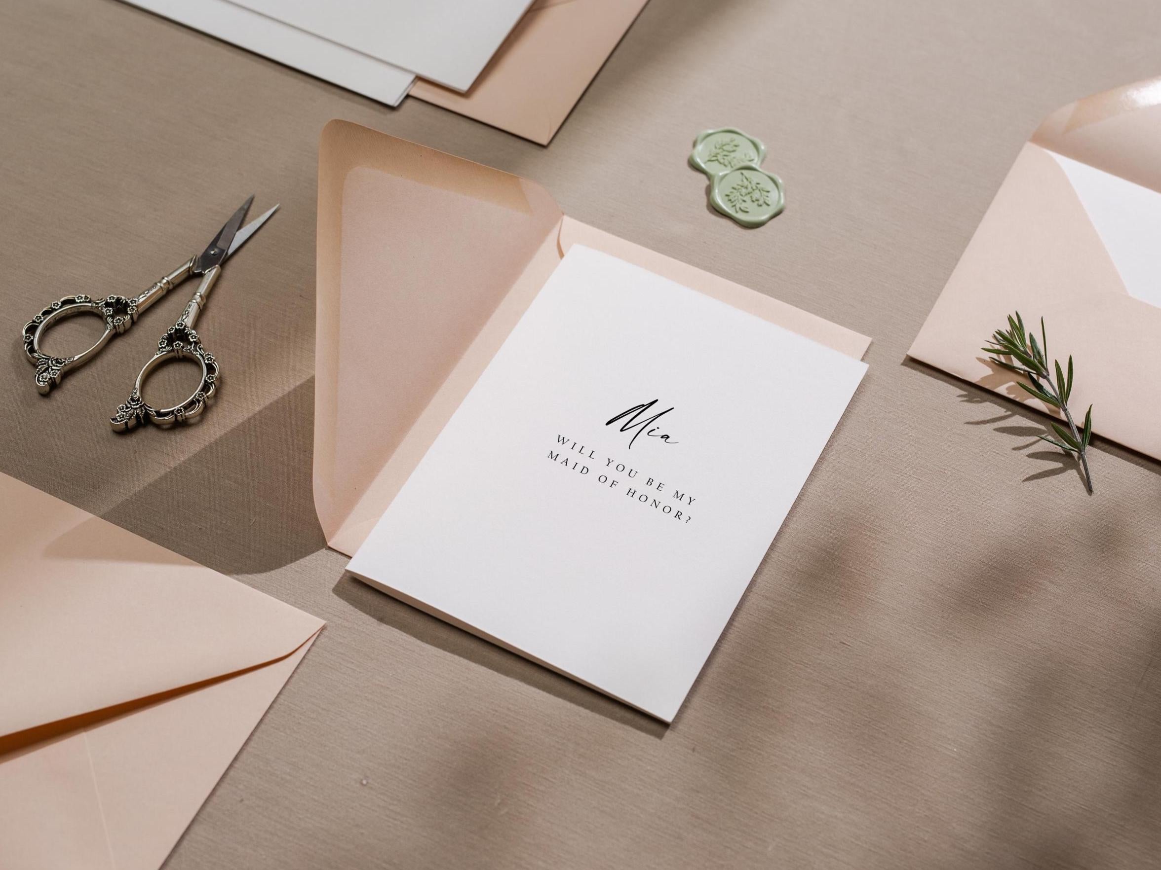 Will You Be My? Proposal Cards w/ Envelope (D10) - Bridesmaid, Maid of Honor, Groomsman, Flower Girl, Officiant, Wedding Party