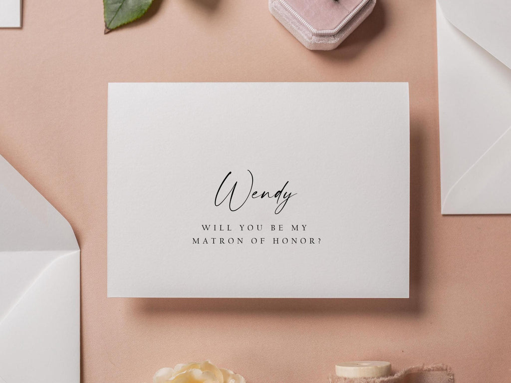 Will You Be My? Proposal Cards w/ Envelope (D10) - Bridesmaid, Maid of Honor, Groomsman, Flower Girl, Officiant, Wedding Party