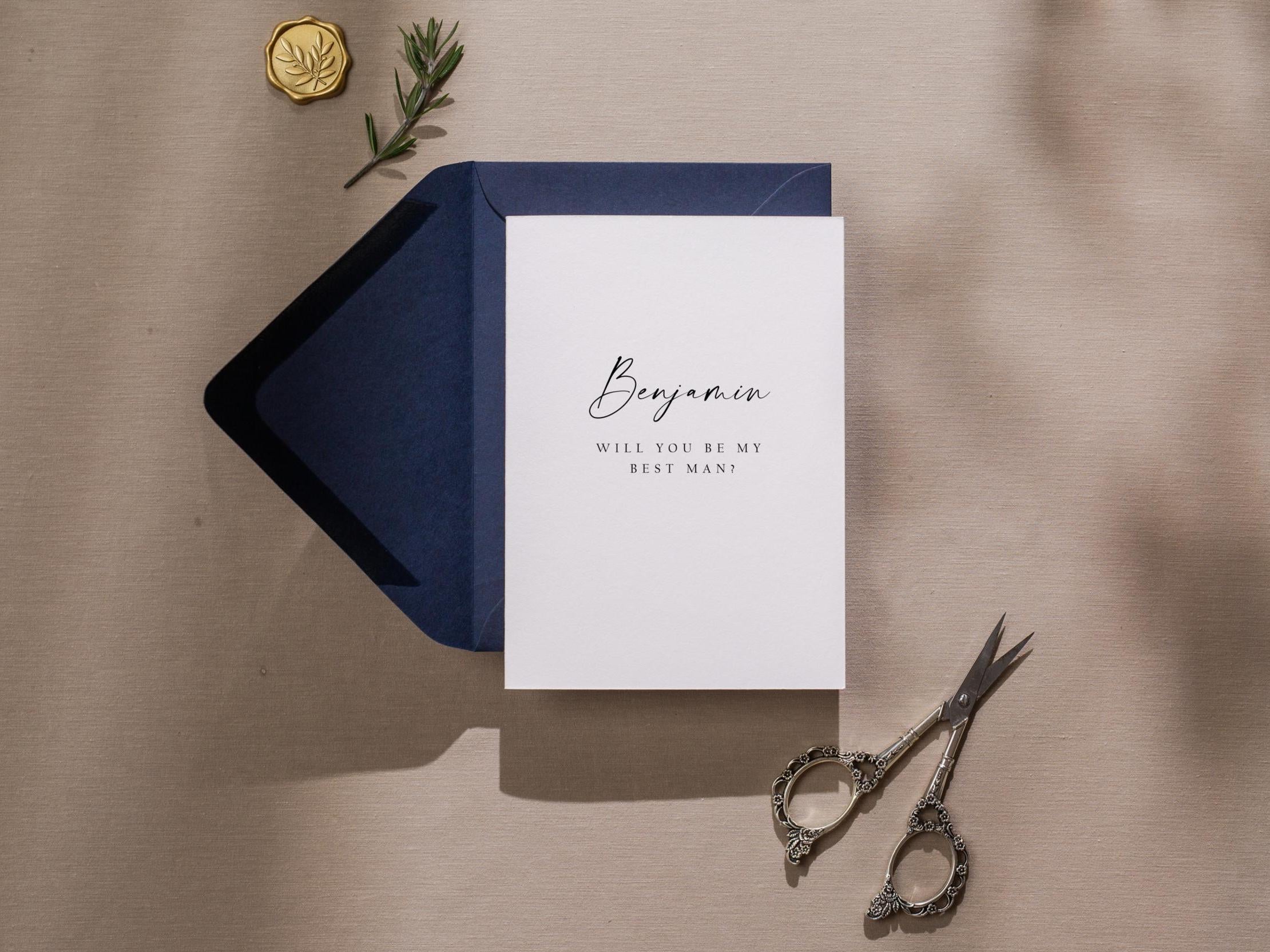 Will You Be My? Proposal Cards w/ Envelope (D10) - Bridesmaid, Maid of Honor, Groomsman, Flower Girl, Officiant, Wedding Party