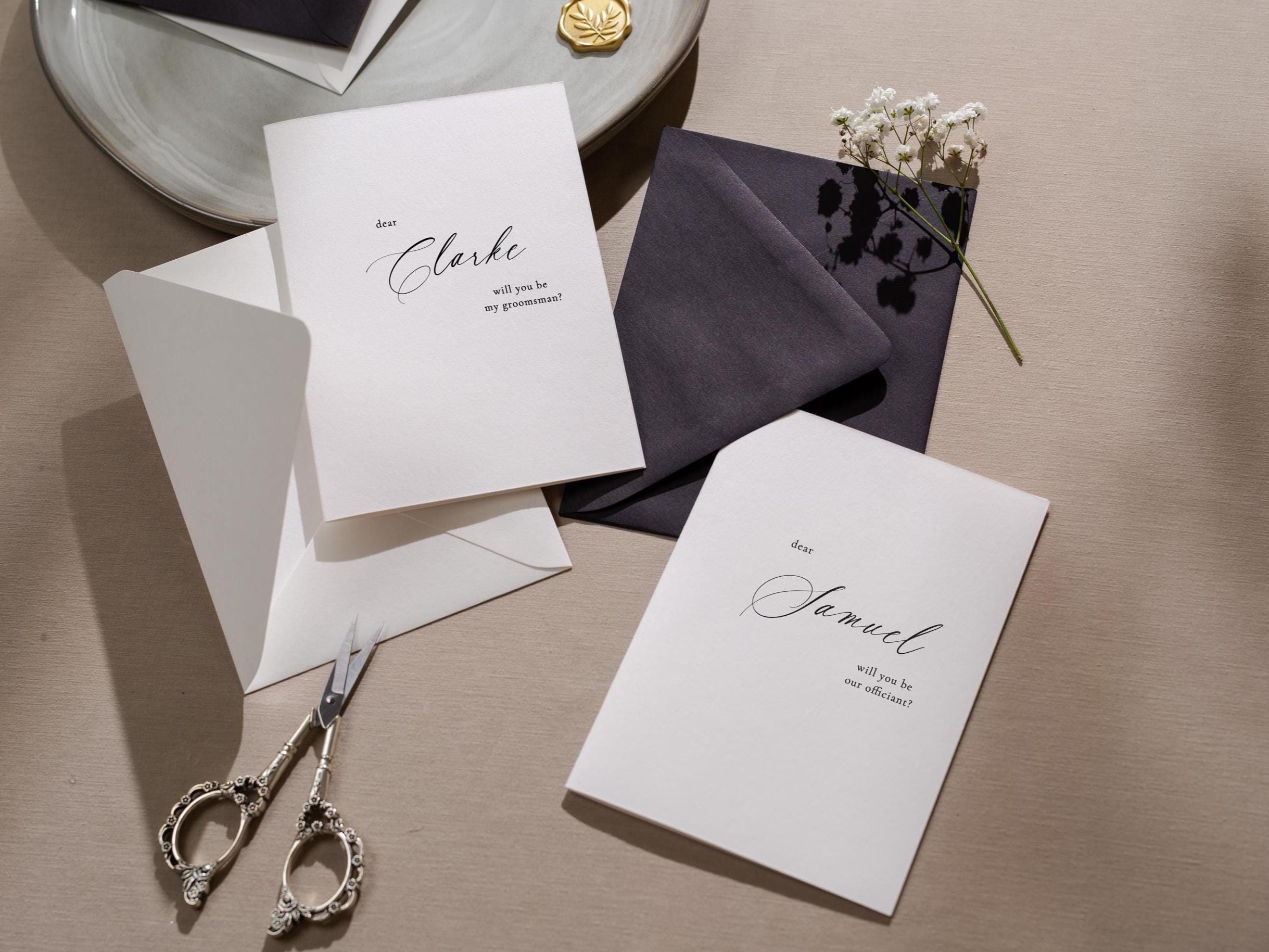 Will You Be My? Proposal Cards w/ Envelope (D8) - Bridesmaid, Maid of Honor, Groomsman, Flower Girl, Officiant, Wedding Party