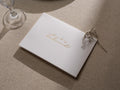 Gold Embossed Folded Card w/ Envelope (Bridesmaid) - Will You Be My Bridesmaid Proposal Card Minimalist Golden Letter Wedding Stationery