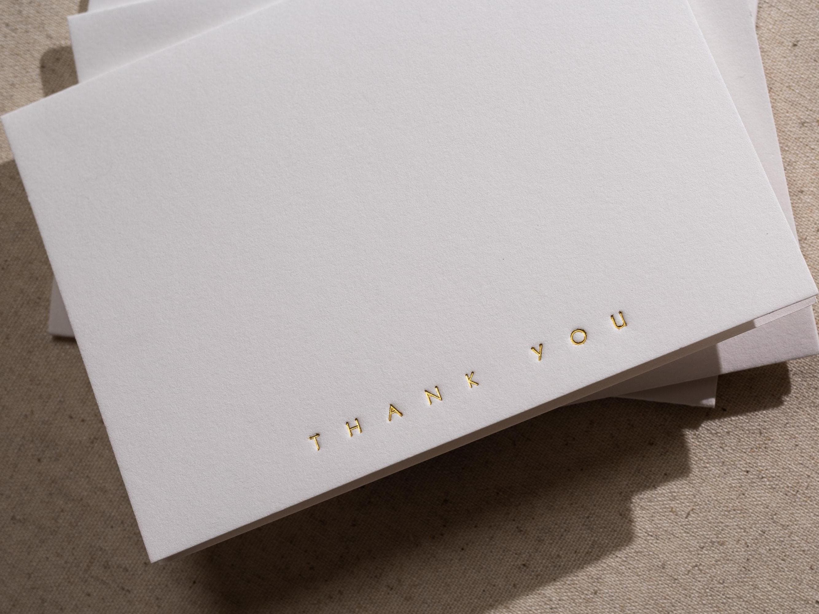 Gold Embossed Folded Card w/ Envelope (TY3) - Gold Foil Stamped Minimalist Thank You Card Blank Wedding Business Client Party Classic Simple
