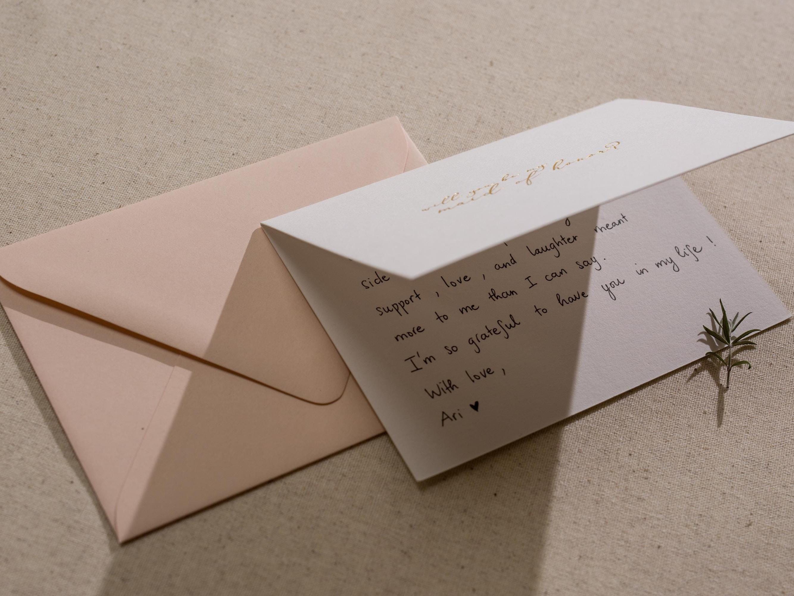 Gold Embossed Folded Card w/ Envelope (Maid) - Will You Be My Maid Of Honor Elegant Bridesmaid Proposal Card Wedding Planning Essential