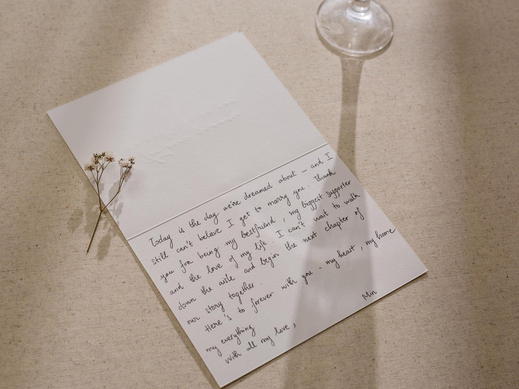 Gold Embossed Folded Card w/ Envelope (Bride) - To My Bride On Our Wedding Day Card From Groom Letter Stationery Modern Simple Minimalist