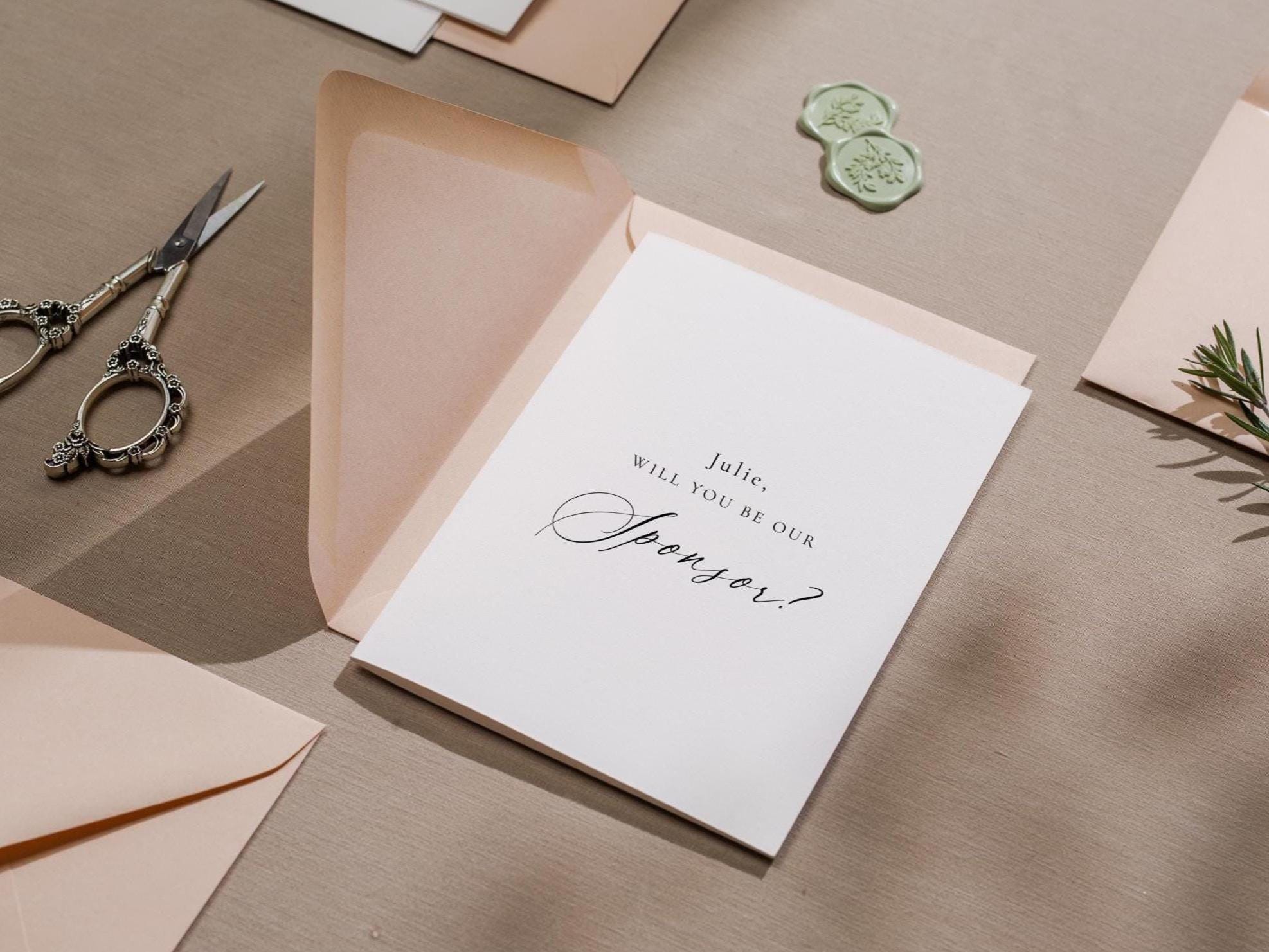 Will you be our? wedding day folded card (d13) - custom personalized sponsor officiant godparent host godmother godfather cards