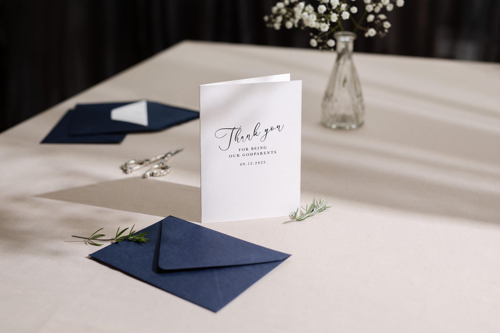 Thank you wedding day folded card (d18) - custom personalized name date card for officiant host priest pastor god parents moh mil