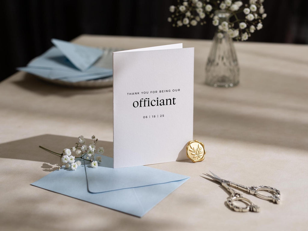 Thank you wedding day folded card (d16) - custom personalized thank you for marrying us card for officiant host priest pastor