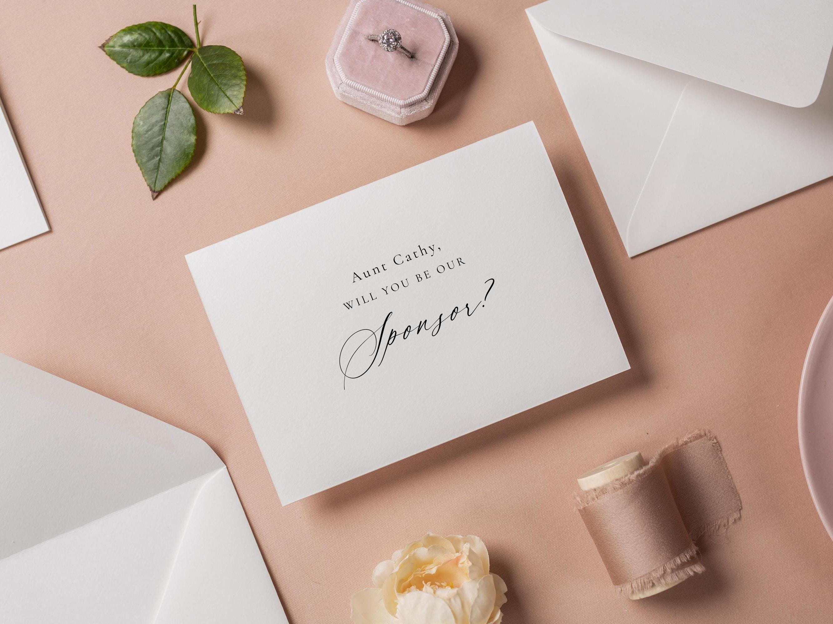 Will you be our? wedding day folded card (d13) - custom personalized sponsor officiant godparent host godmother godfather cards