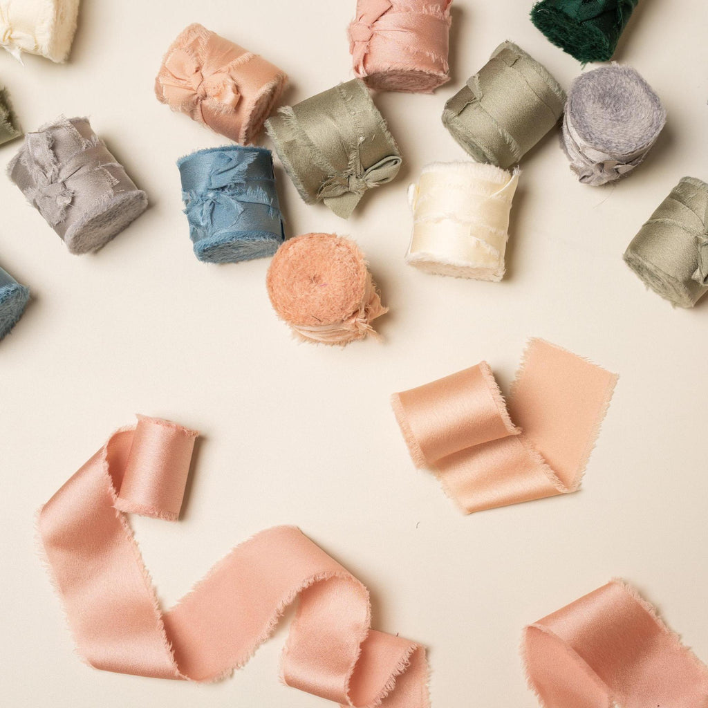 Frayed Edge Silky Satin Ribbon, 5 yards - For wedding, gifts, special events, decoration, wedding party gifts, cards, floral bouquet