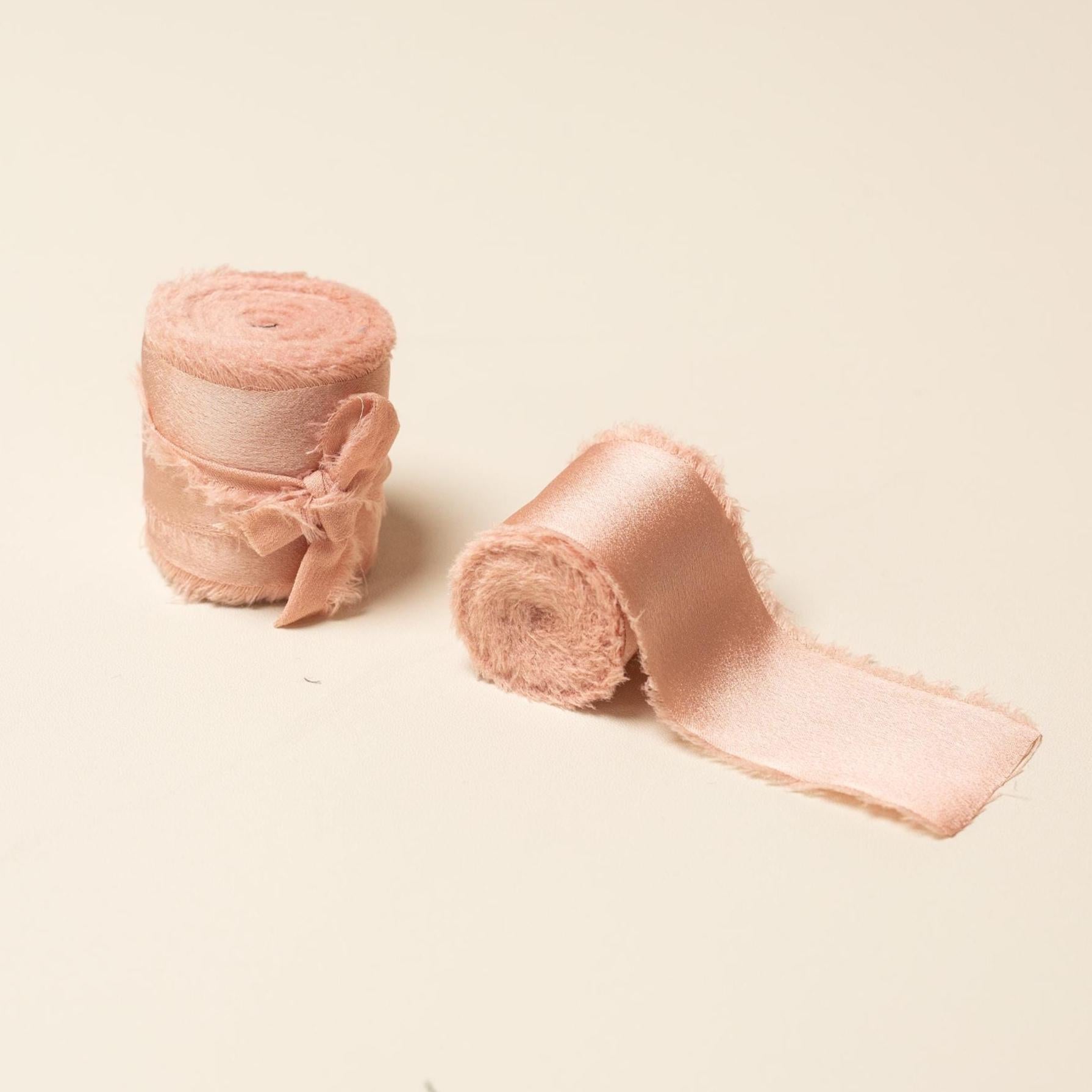 Frayed Edge Silky Satin Ribbon, 5 yards - For wedding, gifts, special events, decoration, wedding party gifts, cards, floral bouquet