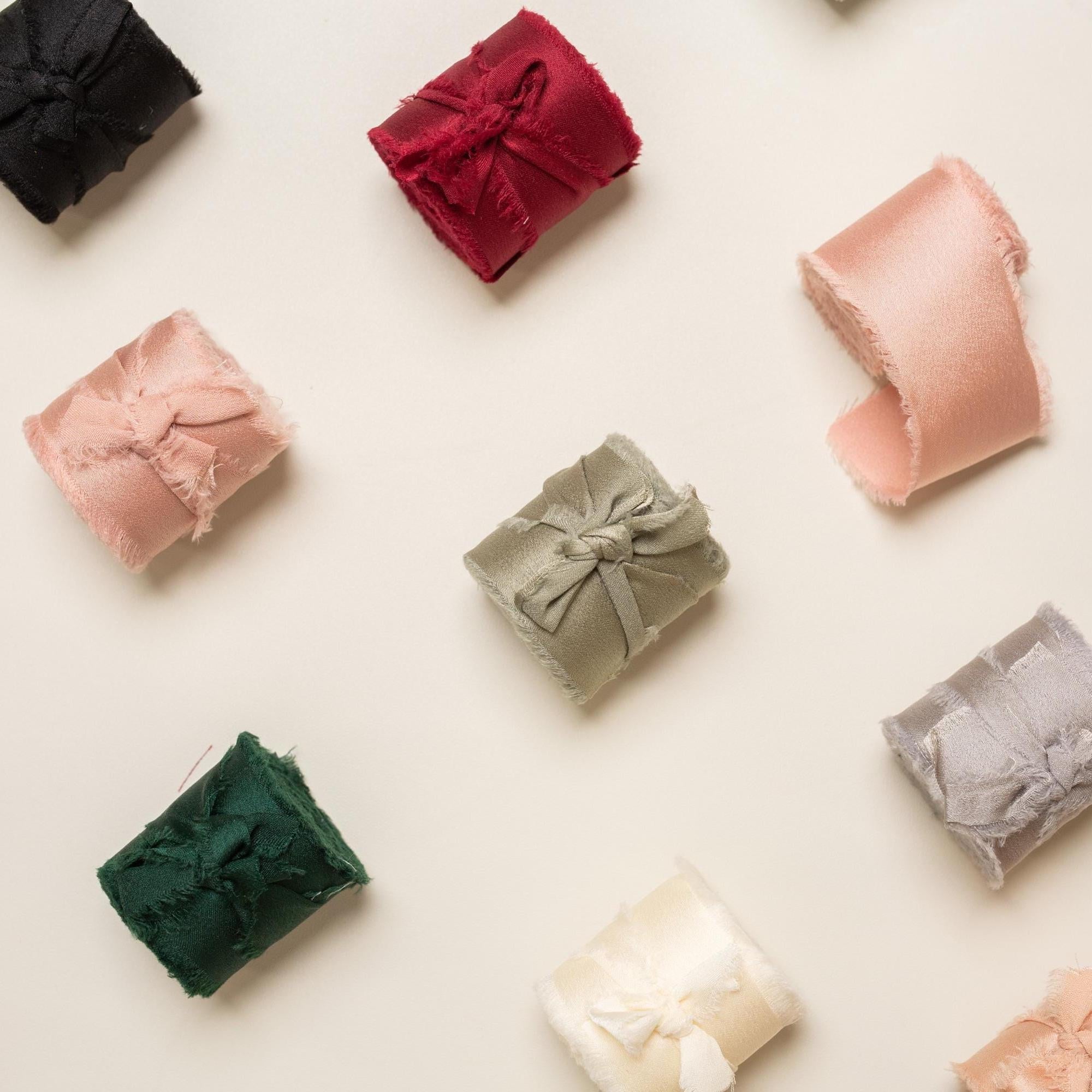 Frayed Edge Silky Satin Ribbon, 5 yards - For wedding, gifts, special events, decoration, wedding party gifts, cards, floral bouquet