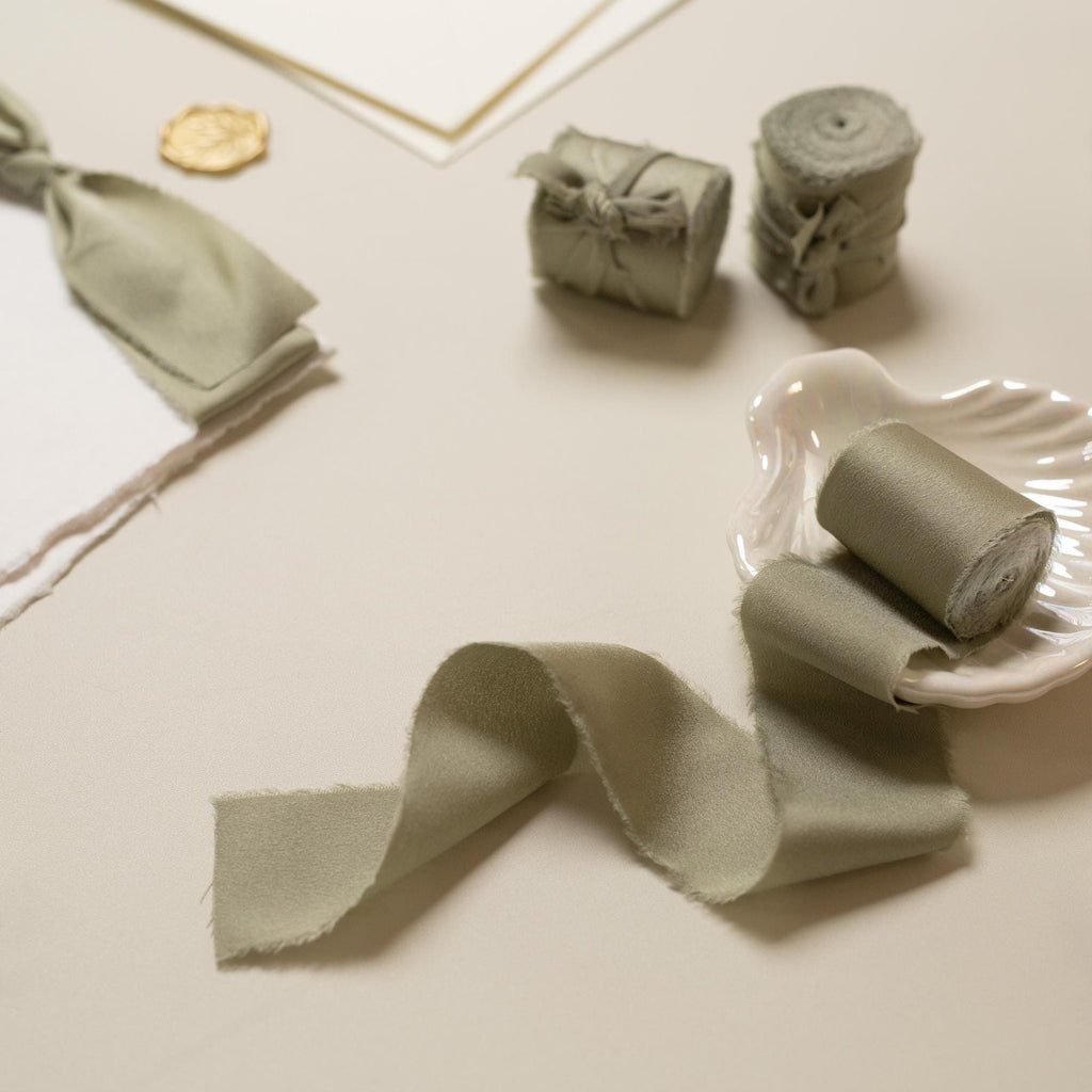 Frayed Edge Silky Satin Ribbon, 5 yards - For wedding, gifts, special events, decoration, wedding party gifts, cards, floral bouquet