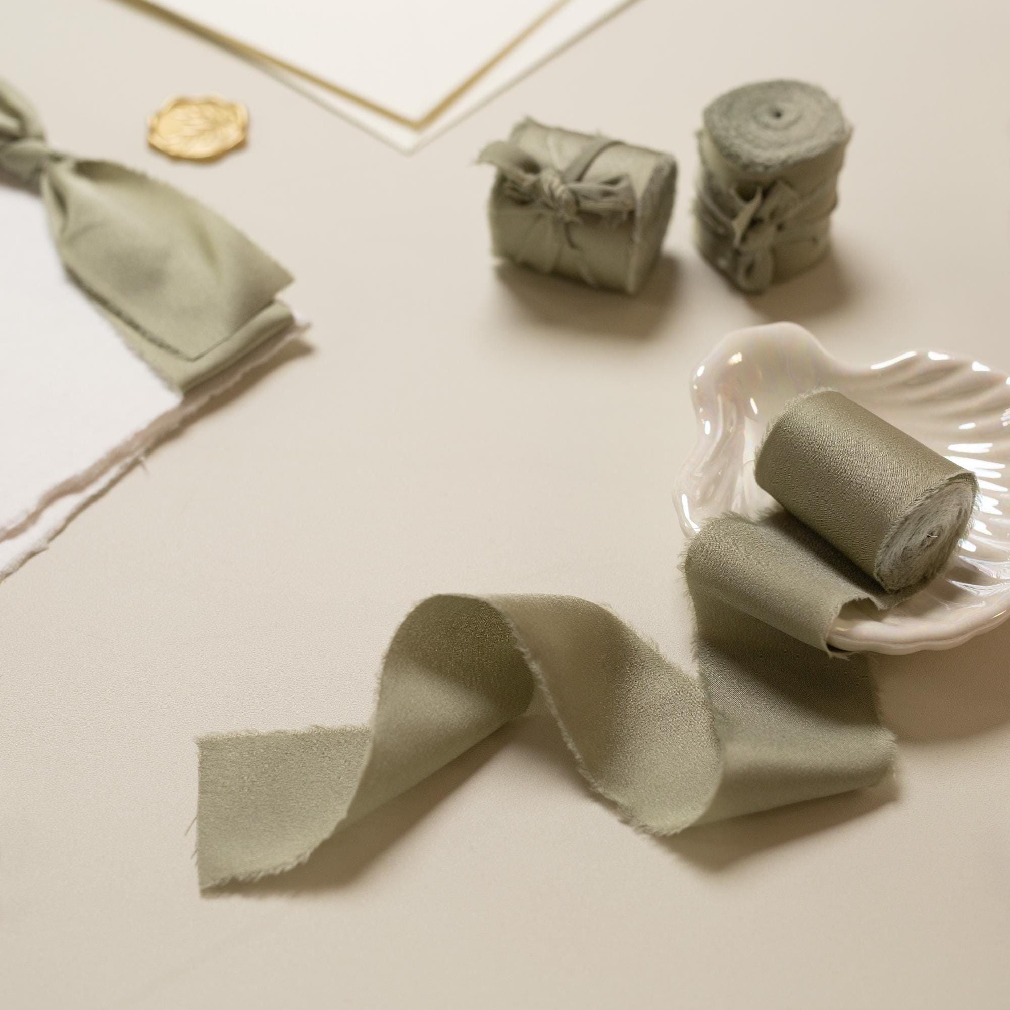 Frayed Edge Silky Satin Ribbon, 5 yards - For wedding, gifts, special events, decoration, wedding party gifts, cards, floral bouquet