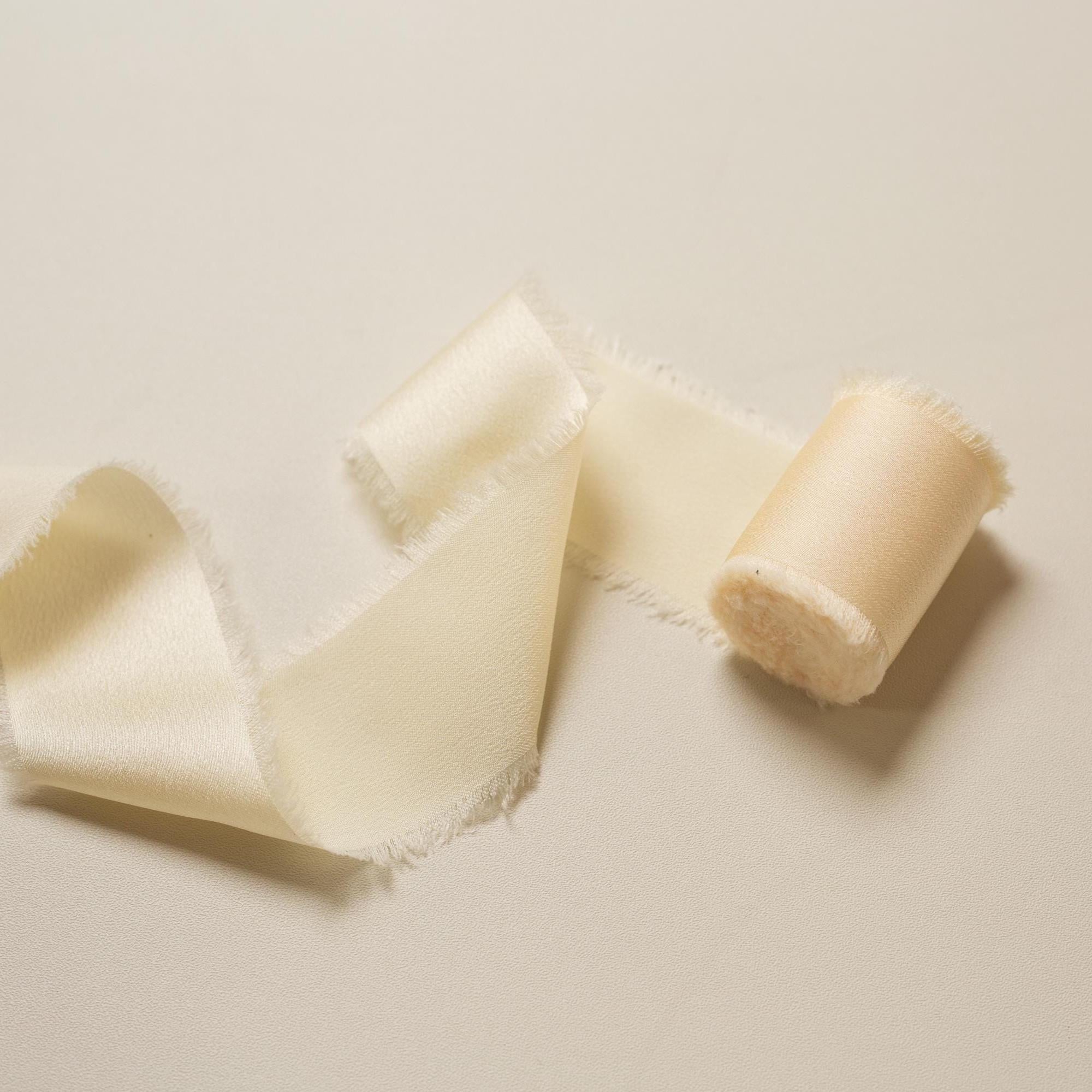 Frayed Edge Silky Satin Ribbon, 5 yards - For wedding, gifts, special events, decoration, wedding party gifts, cards, floral bouquet