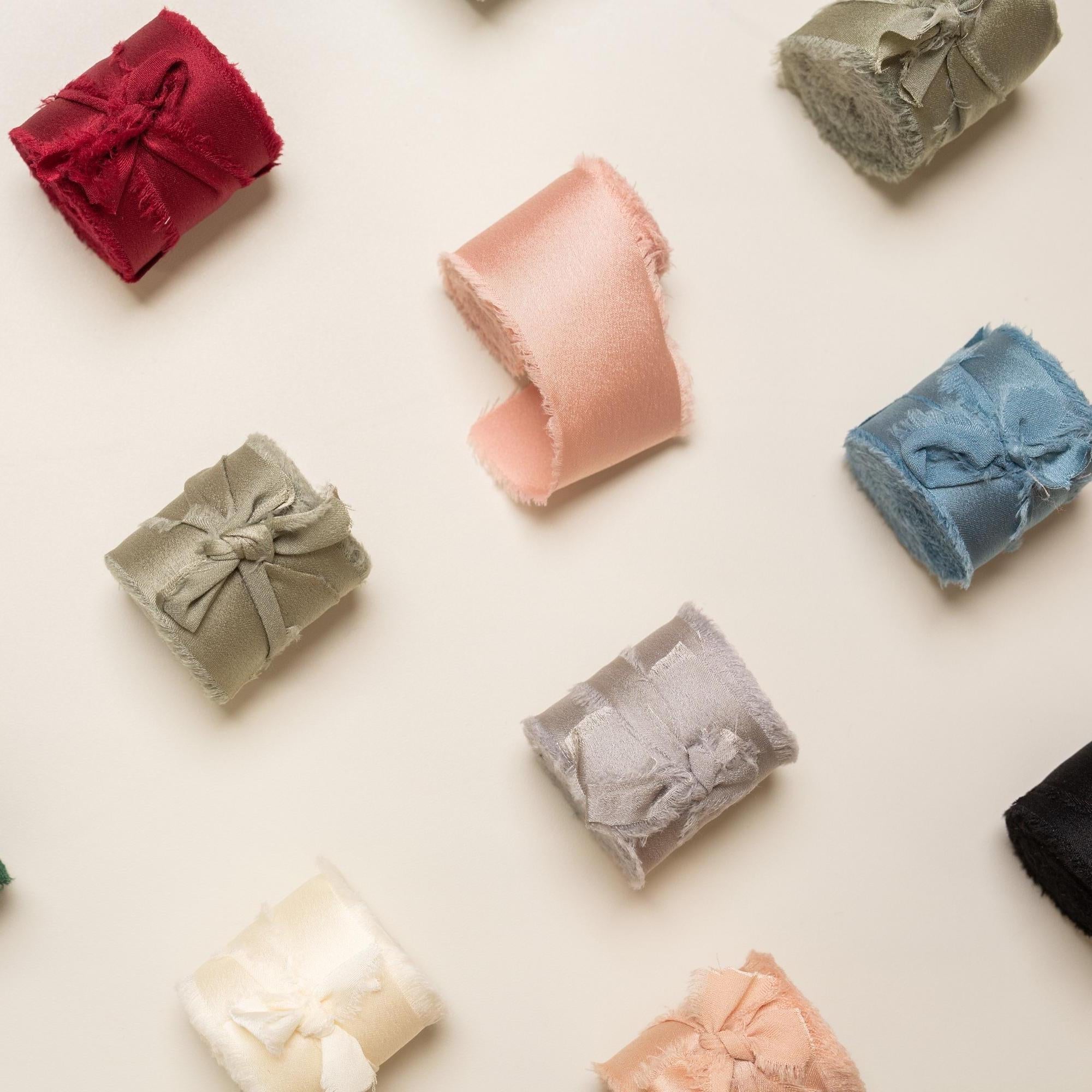 Frayed Edge Silky Satin Ribbon, 5 yards - For wedding, gifts, special events, decoration, wedding party gifts, cards, floral bouquet