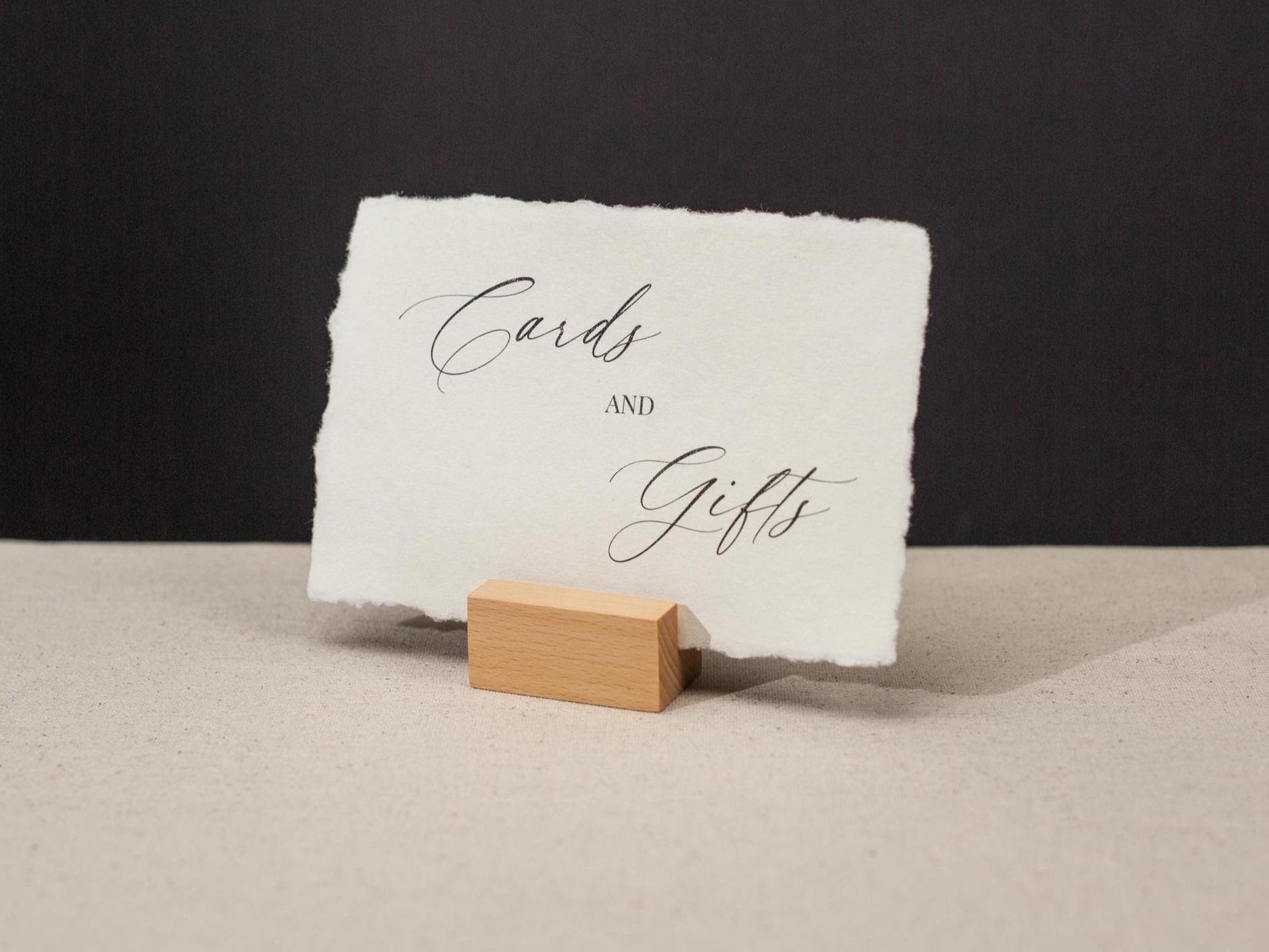 Cards and Gifts Sign Deckle Edge Paper (Design 4) - Gift Table Wedding Ceremony Reception Event Decor Signage Ready to Ship