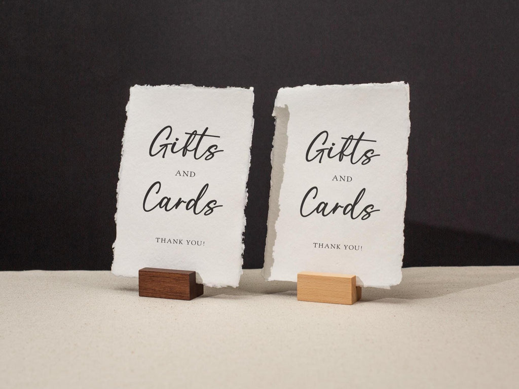 Gifts and Cards Sign Deckle Edge Paper (Design 5) - Gift Table Wedding Ceremony Reception Event Decor Signage Ready to Ship