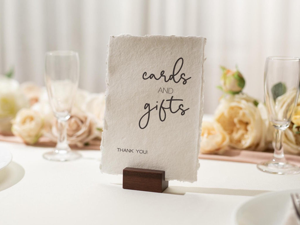Cards & Gifts Sign Deckle Edge Paper (Design 6) - Gift Table Wedding Ceremony Reception Event Decor Signage Ready to Ship
