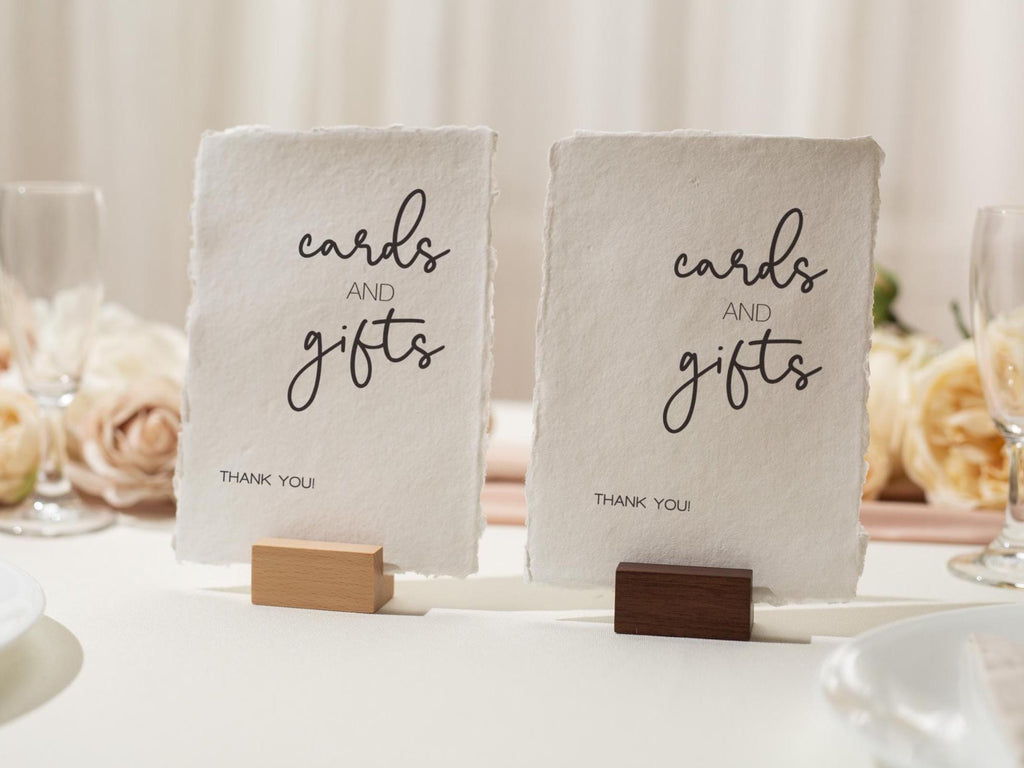 Cards & Gifts Sign Deckle Edge Paper (Design 6) - Gift Table Wedding Ceremony Reception Event Decor Signage Ready to Ship