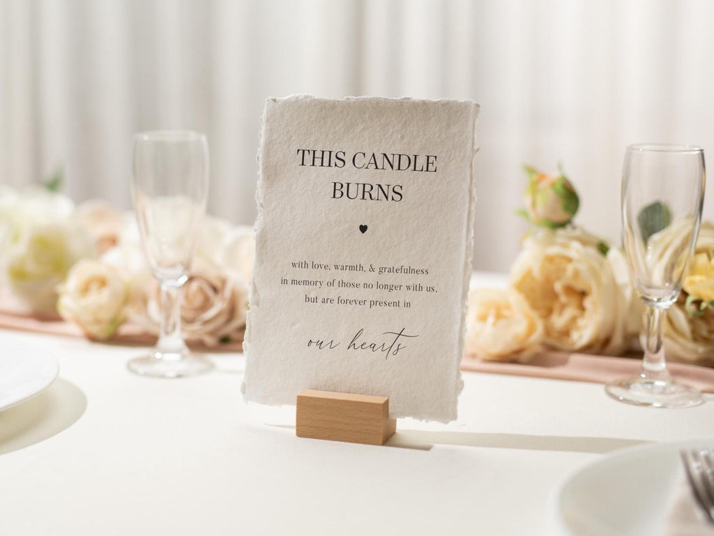 Forever Present in Our Hearts Sign Candle Deckle Edge Paper (Design 9) - Loved Ones Wedding Ceremony Memorial Signage, Ready to Ship