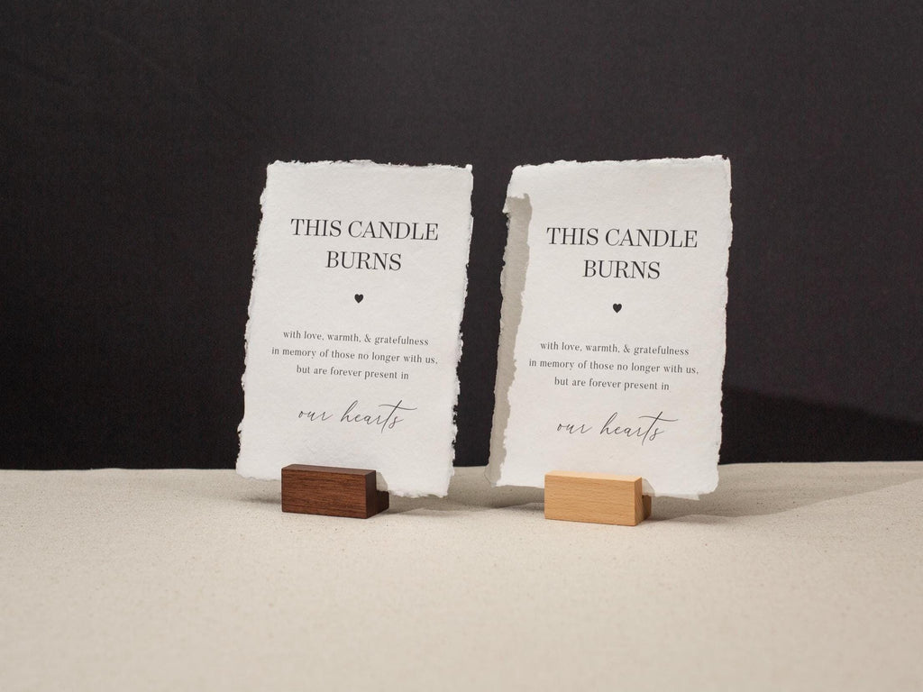 Forever Present in Our Hearts Sign Candle Deckle Edge Paper (Design 9) - Loved Ones Wedding Ceremony Memorial Signage, Ready to Ship