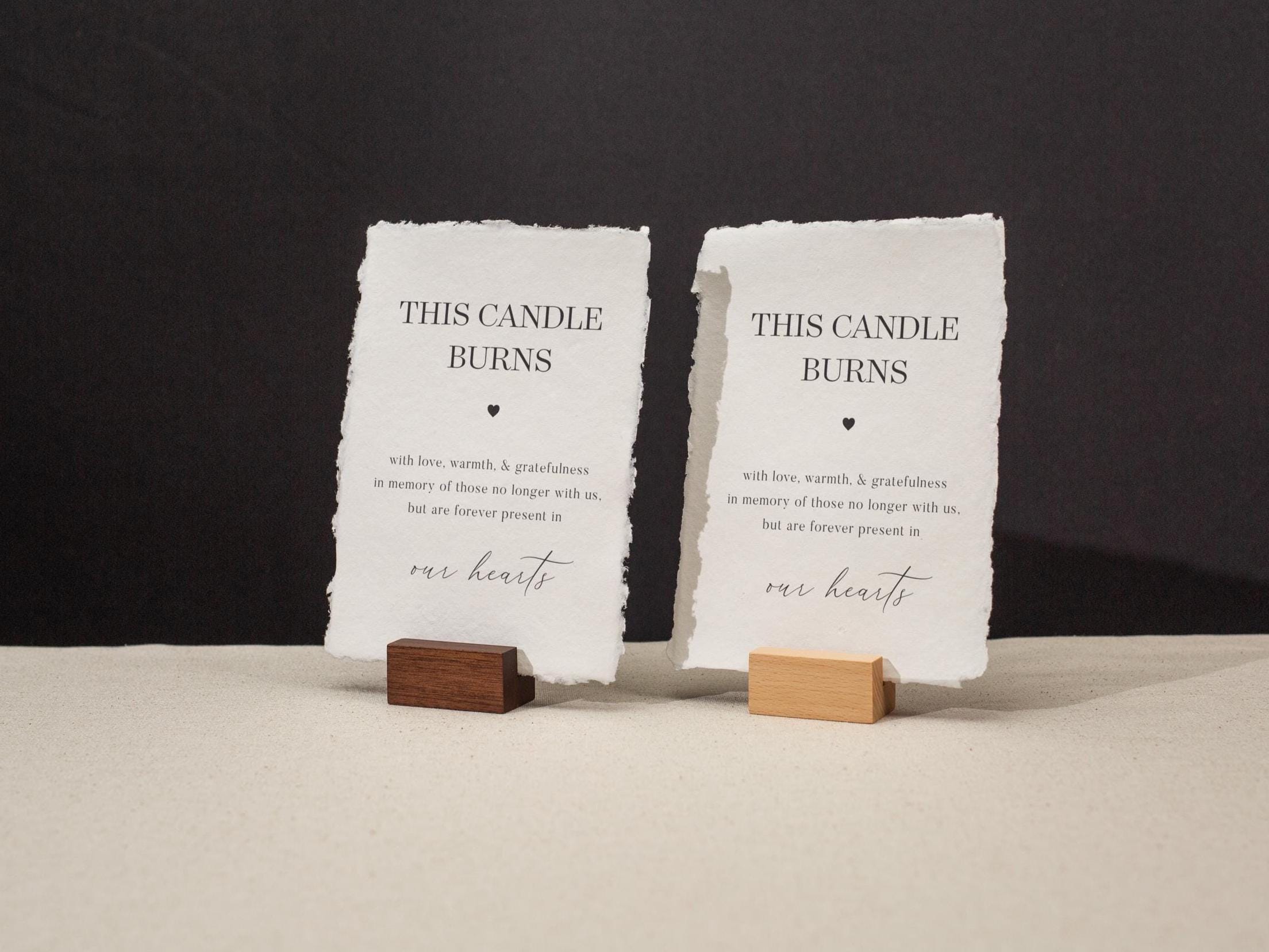 Forever Present in Our Hearts Sign Candle Deckle Edge Paper (Design 9) - Loved Ones Wedding Ceremony Memorial Signage, Ready to Ship