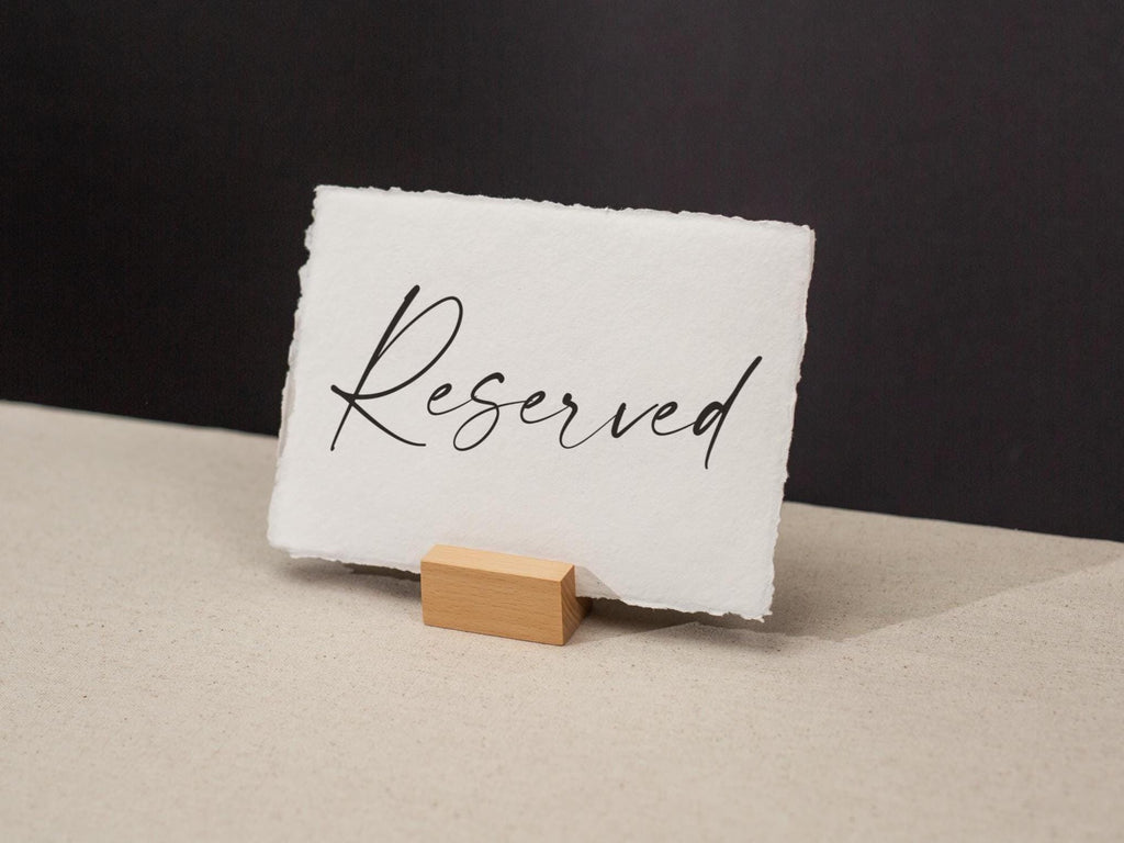 Reserved Sign Deckle Edge Paper (Design 12) - Bride Groom or Family Section Wedding Ceremony Reception Event Decor Signage, Ready to Ship