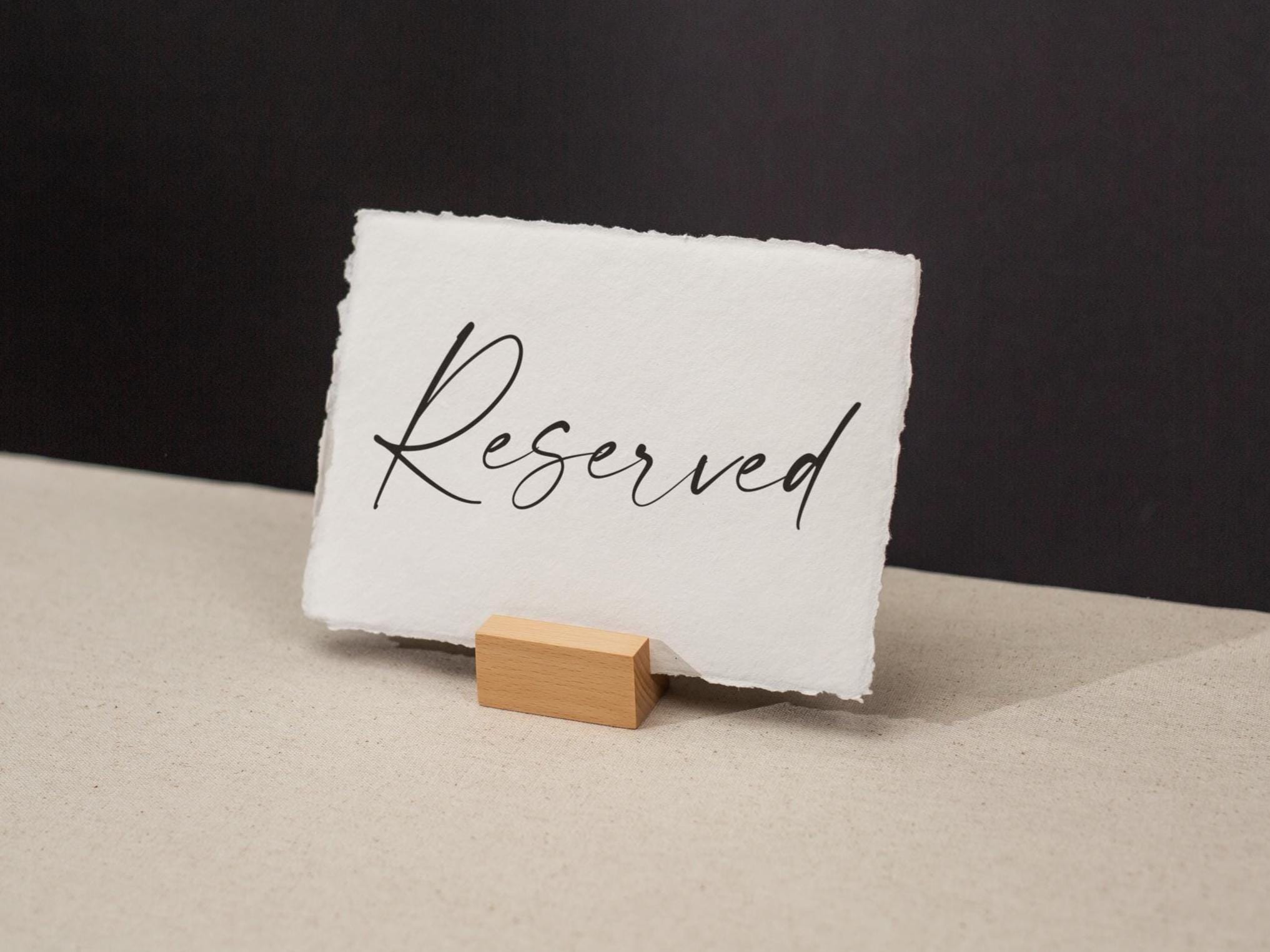Reserved Sign Deckle Edge Paper (Design 12) - Bride Groom or Family Section Wedding Ceremony Reception Event Decor Signage, Ready to Ship