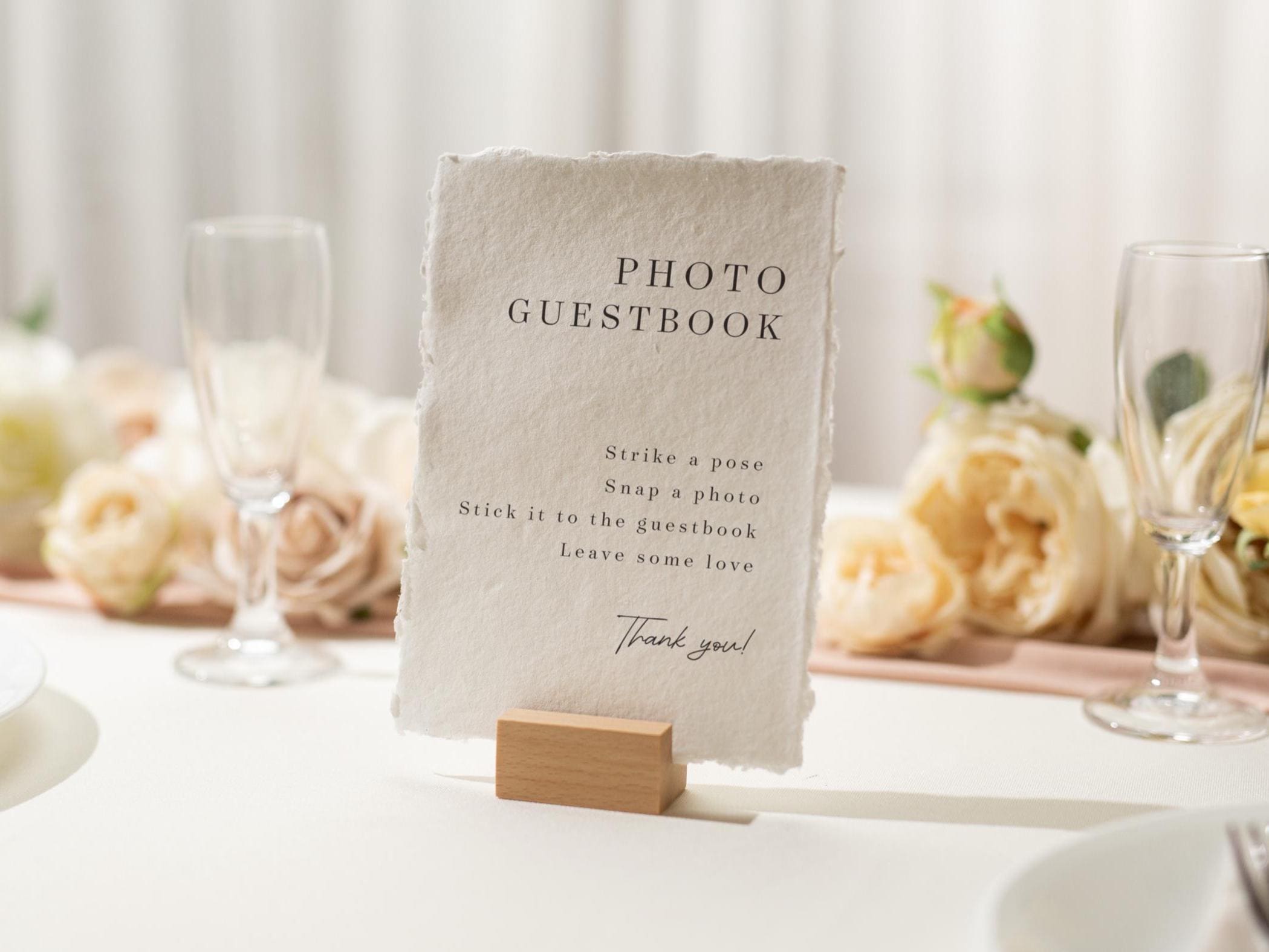 Photo Guest Book Sign Deckle Edge Paper (Design 3) - Instax Polaroid Photo Guestbook Wedding Ceremony Reception Decor Signage Ready to Ship