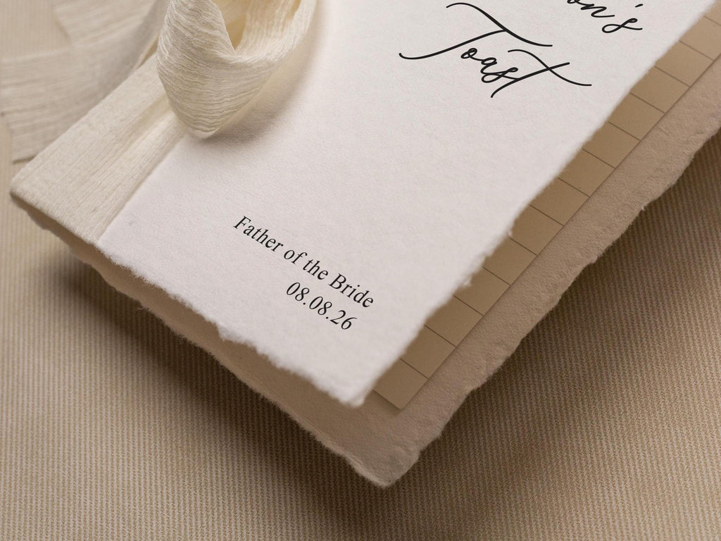 Personalized Deckled Edge Wedding Speech Toast Readings by Booklet (D2) - W/ Ribbon bow for Parents Wedding Party Custom Name Role Date 5x7"