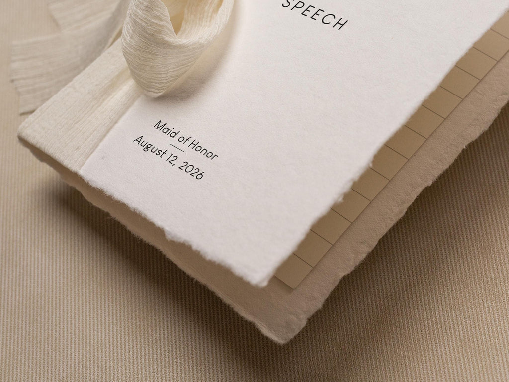 Personalized Deckled Edge Wedding Speech Toast Readings by Booklet (D1) - W/ Ribbon bow for Parents Wedding Party Custom Name Role Date 5x7"