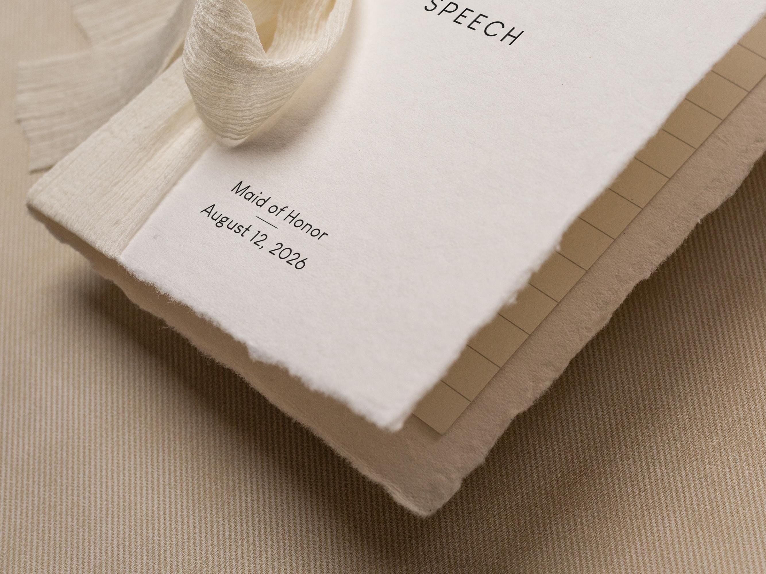 Personalized Deckled Edge Wedding Speech Toast Readings by Booklet (D1) - W/ Ribbon bow for Parents Wedding Party Custom Name Role Date 5x7"