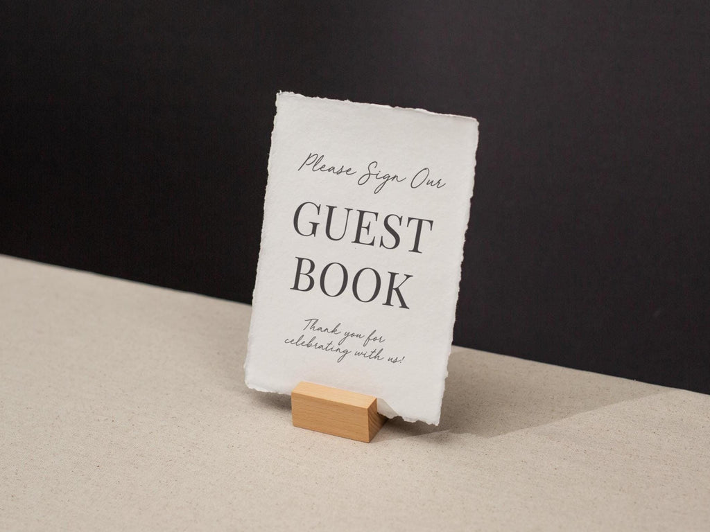 Guest Book Sign Deckle Edge Paper (Design 1) - Please Sign Our Guestbook Wedding Ceremony Reception Decor Signage Ready to Ship