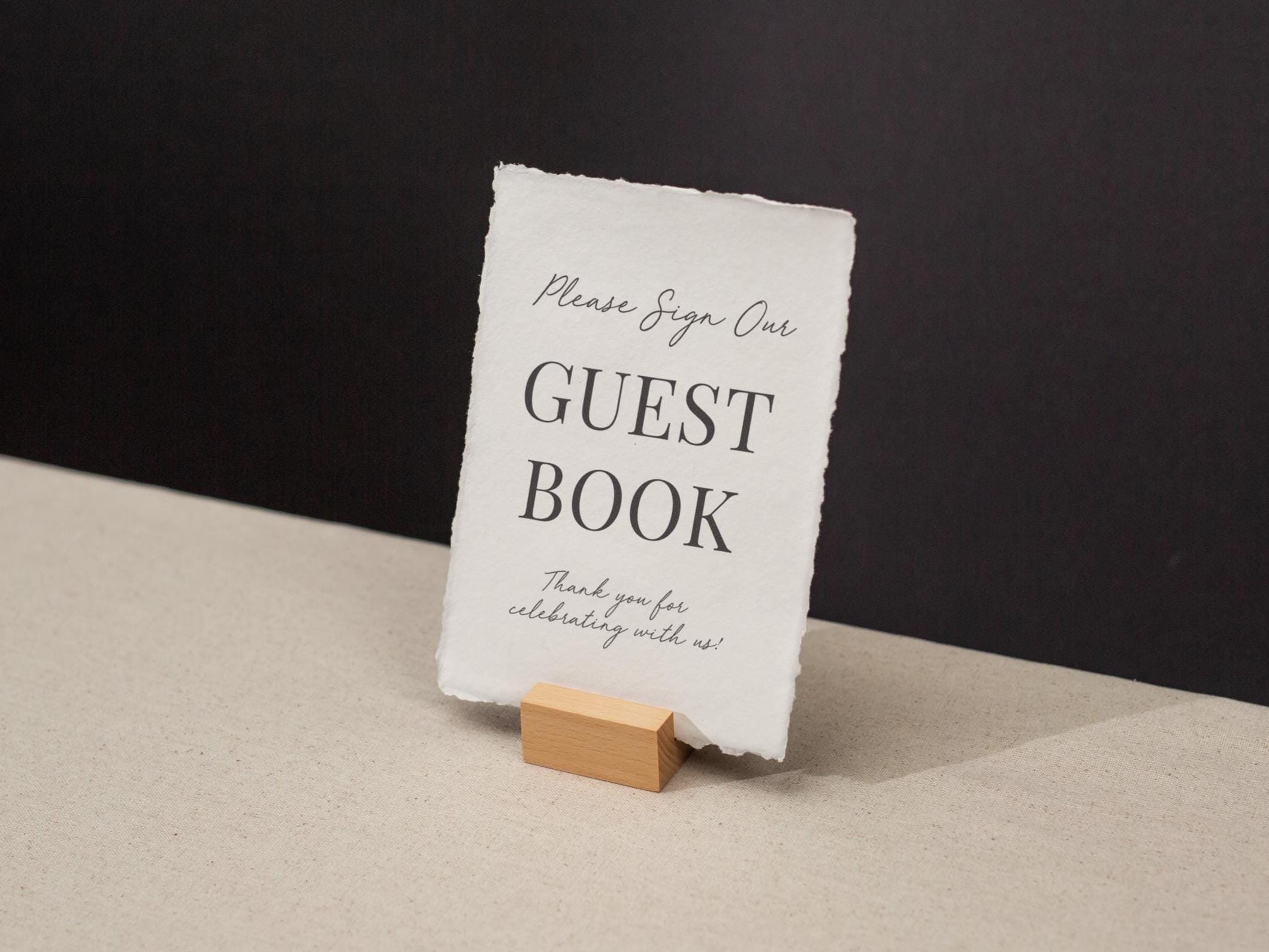 Guest Book Sign Deckle Edge Paper (Design 1) - Please Sign Our Guestbook Wedding Ceremony Reception Decor Signage Ready to Ship