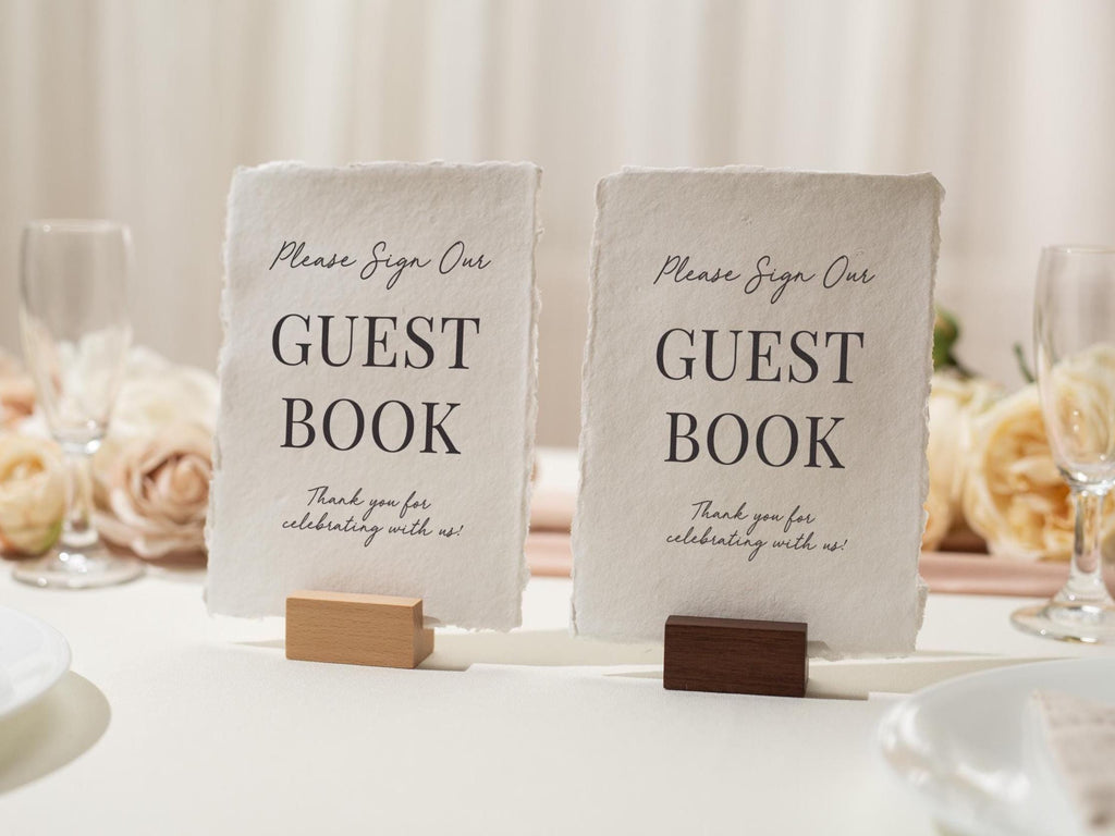 Guest Book Sign Deckle Edge Paper (Design 1) - Please Sign Our Guestbook Wedding Ceremony Reception Decor Signage Ready to Ship