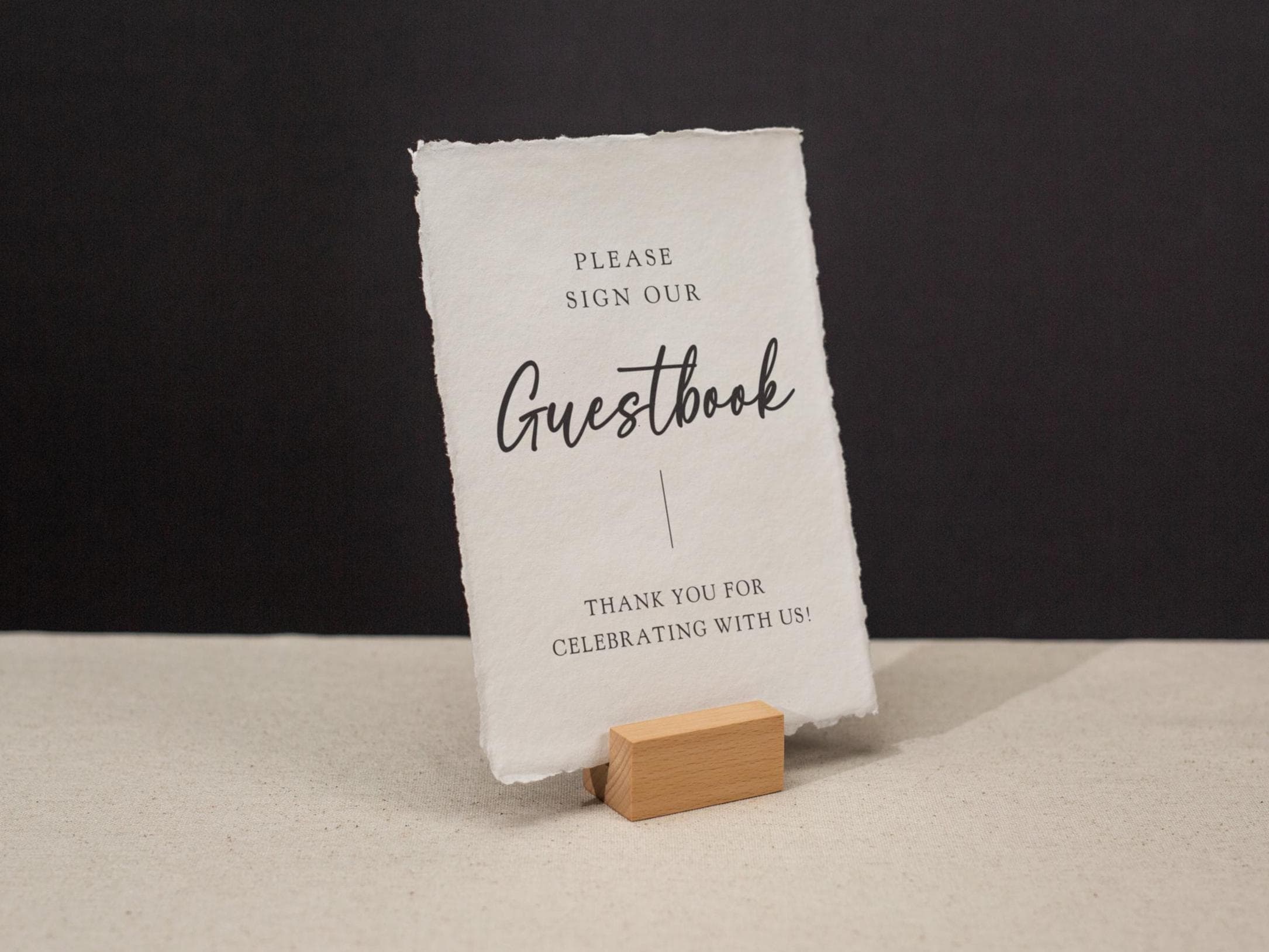 Guest Book Sign Deckle Edge Paper (Design 2) - Please Sign Our Guestbook Wedding Ceremony Reception Decor Signage Ready to Ship