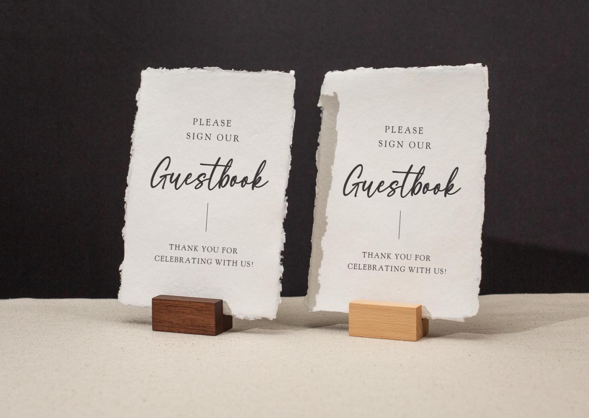 Guest Book Sign Deckle Edge Paper (Design 2) - Please Sign Our Guestbook Wedding Ceremony Reception Decor Signage Ready to Ship