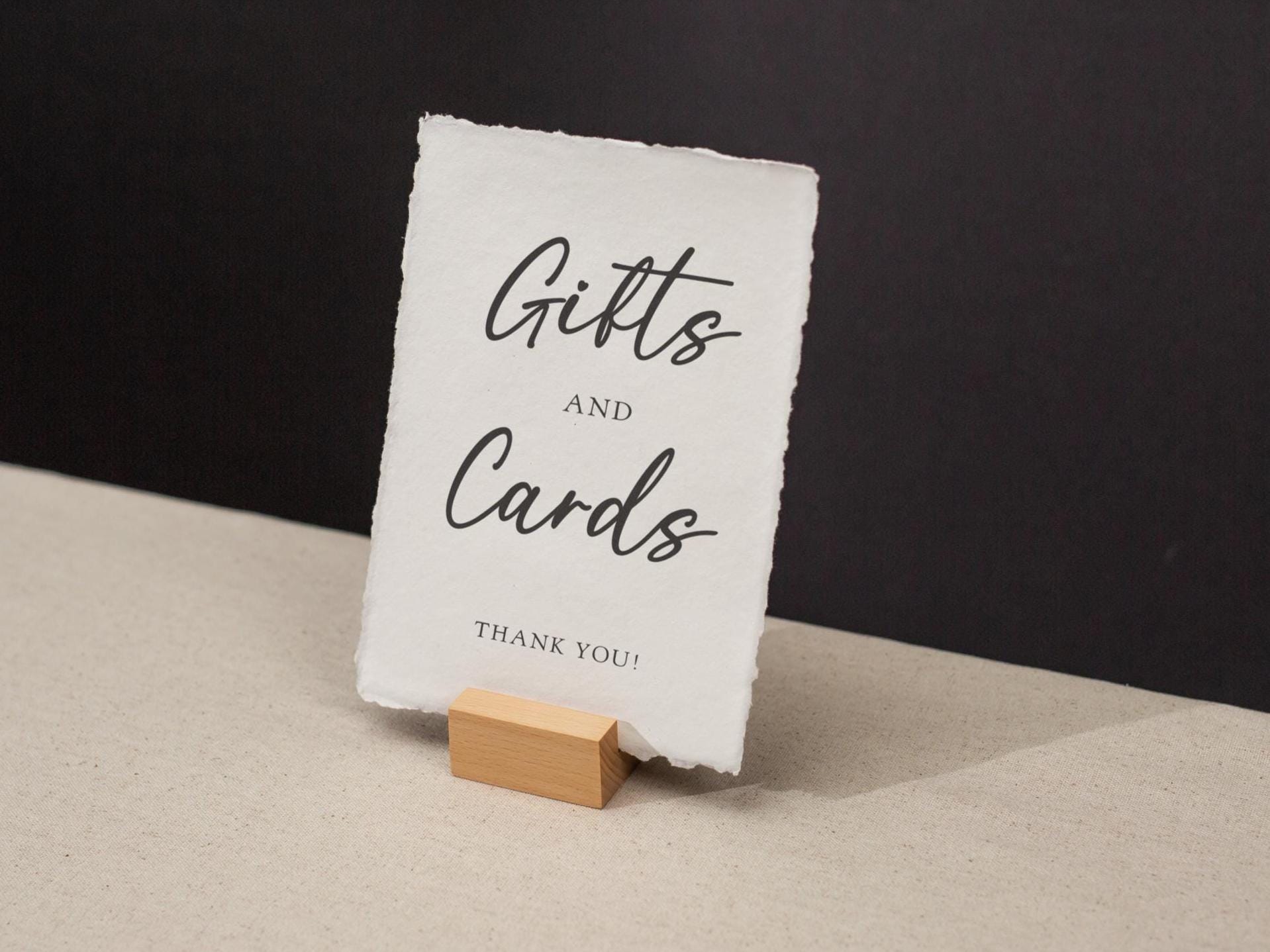 Gifts and Cards Sign Deckle Edge Paper (Design 5) - Gift Table Wedding Ceremony Reception Event Decor Signage Ready to Ship