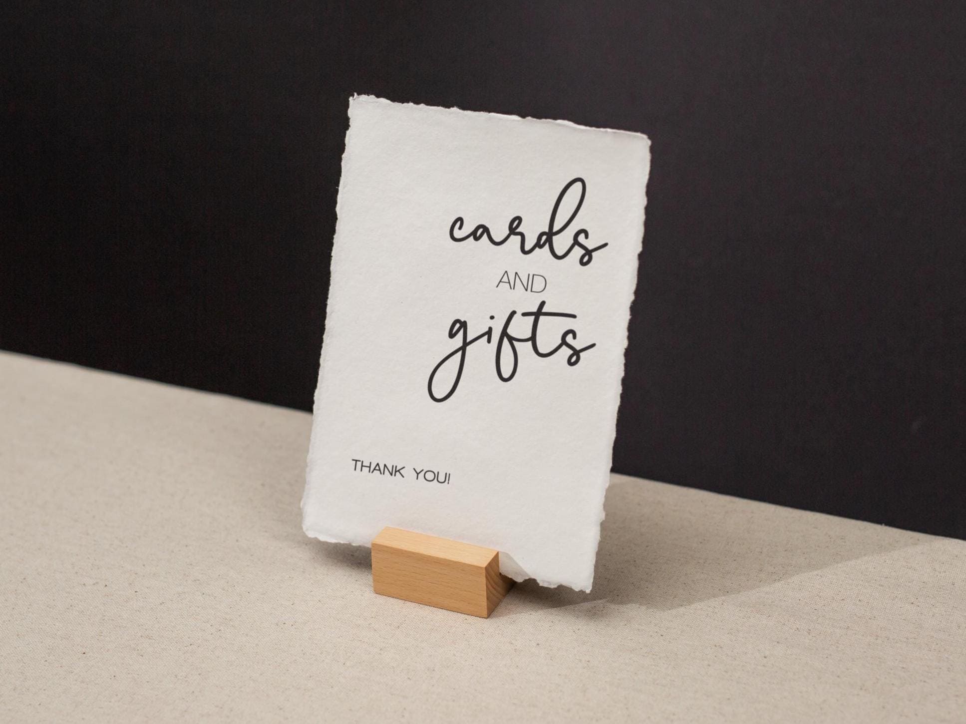 Cards & Gifts Sign Deckle Edge Paper (Design 6) - Gift Table Wedding Ceremony Reception Event Decor Signage Ready to Ship