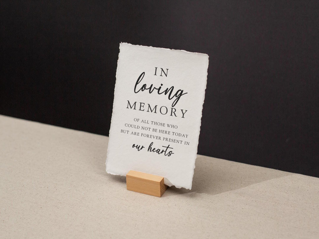 In Loving Memory Sign Deckle Edge Paper (Design 8) - Remembrance Honoring Loved Ones Wedding Ceremony Memorial Signage, Ready to Ship