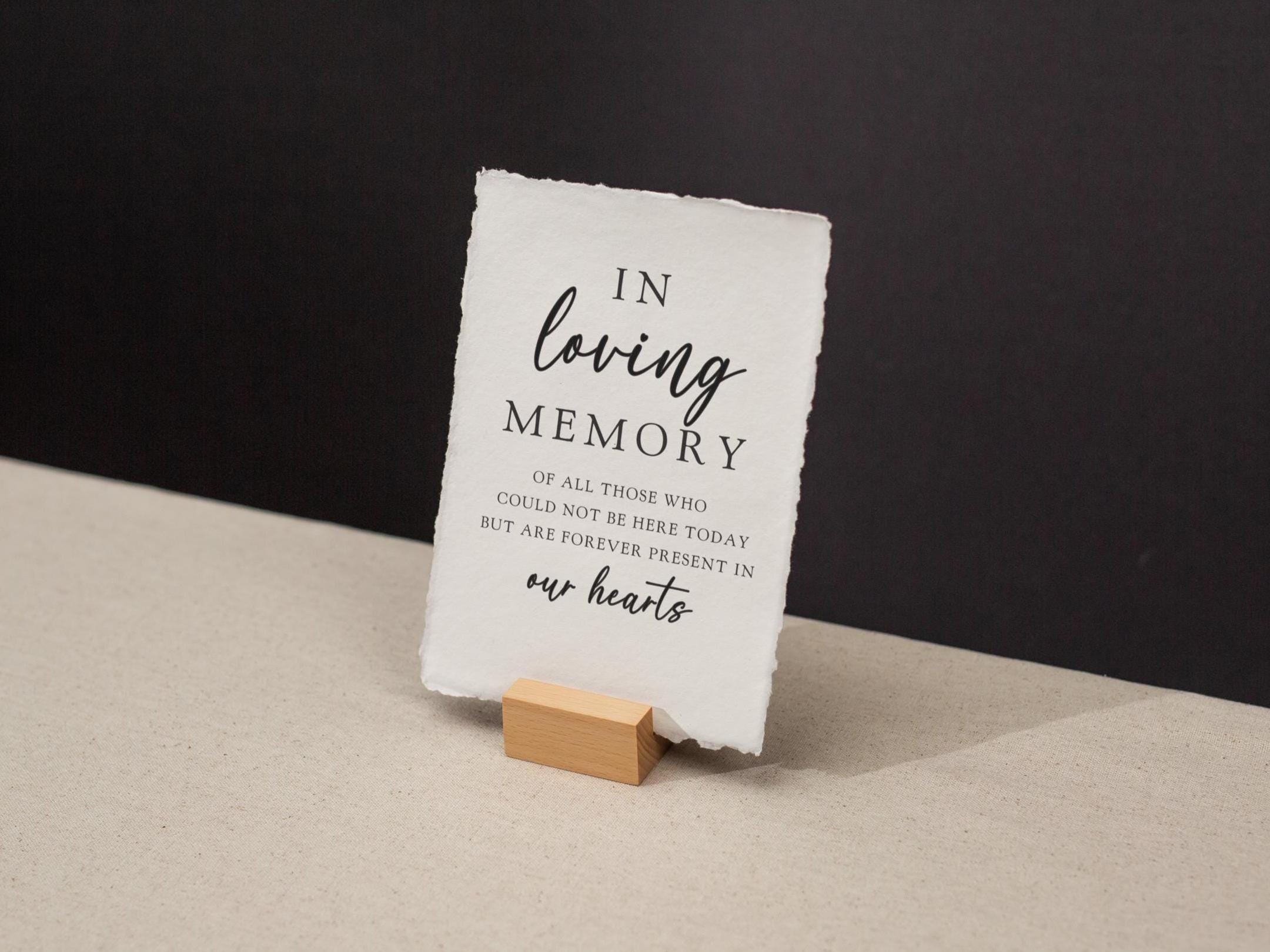 In Loving Memory Sign Deckle Edge Paper (Design 8) - Remembrance Honoring Loved Ones Wedding Ceremony Memorial Signage, Ready to Ship