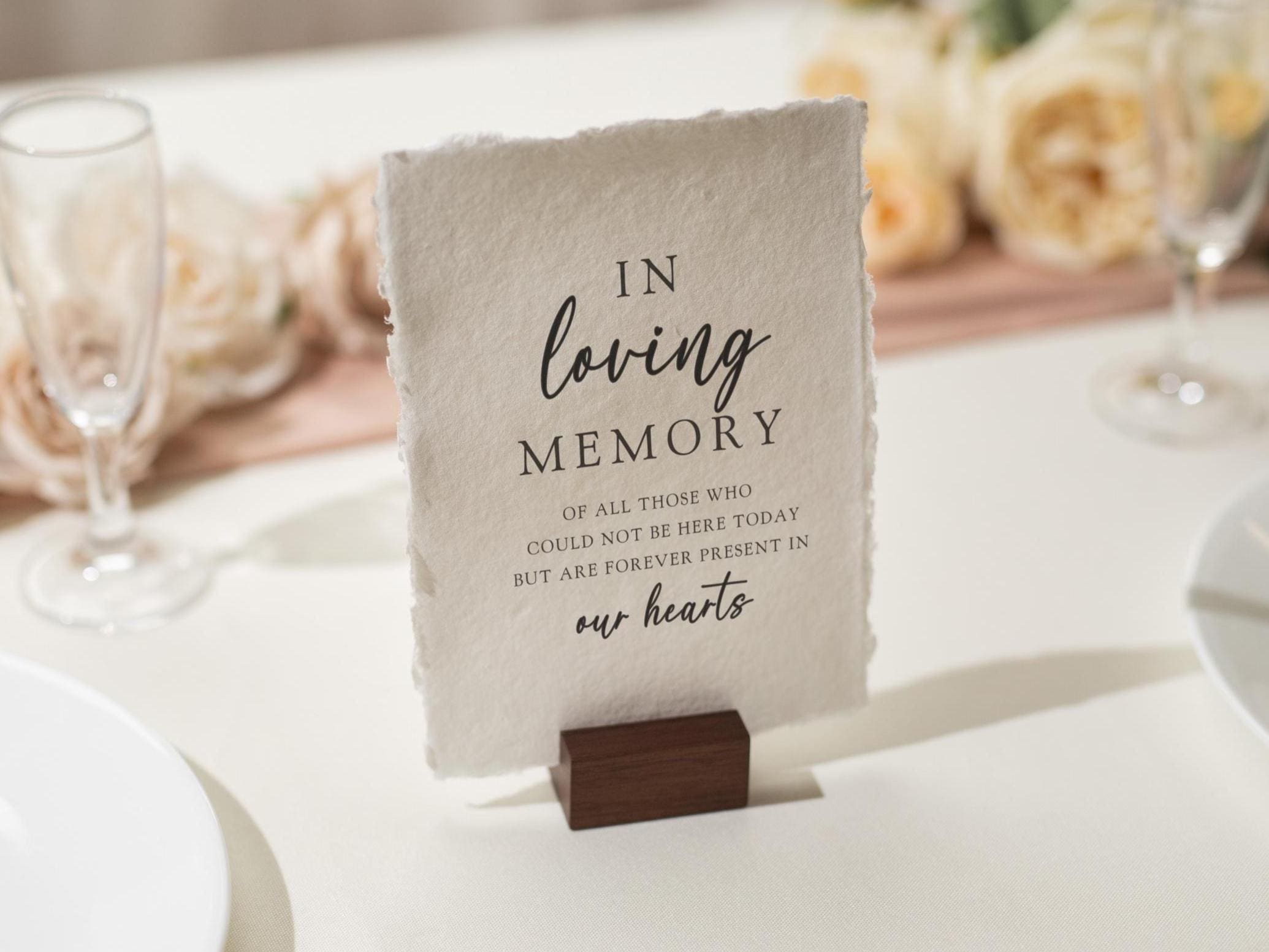 In Loving Memory Sign Deckle Edge Paper (Design 8) - Remembrance Honoring Loved Ones Wedding Ceremony Memorial Signage, Ready to Ship